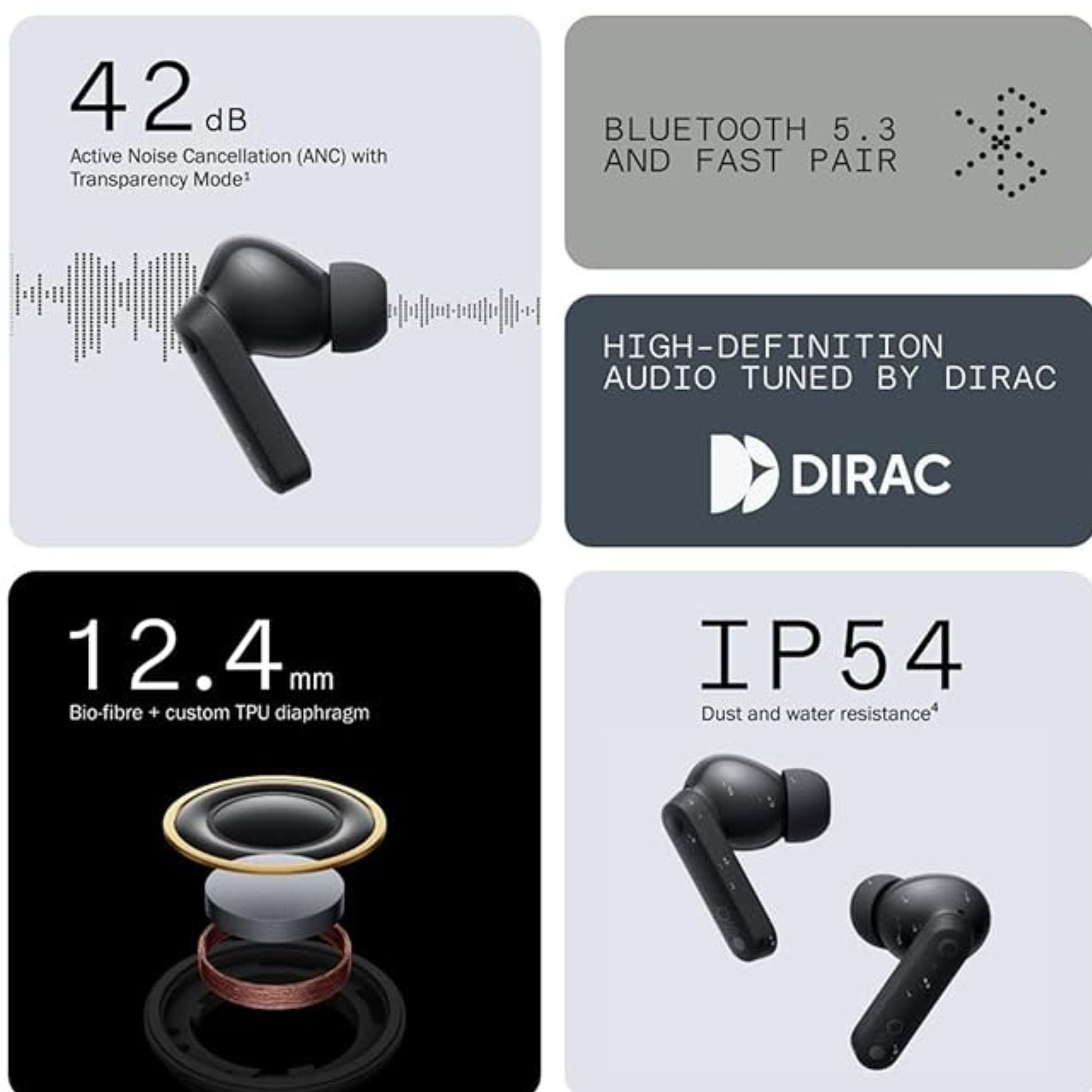 CMF BY NOTHING Buds Wireless Earbuds,42dB Active Noise Cancellation,35.5H Playtime IP54 Waterproof Earphones,Bluetooth 5.3 Dual-Device Connection in Ear Headphones for iPhone & Android-Orange