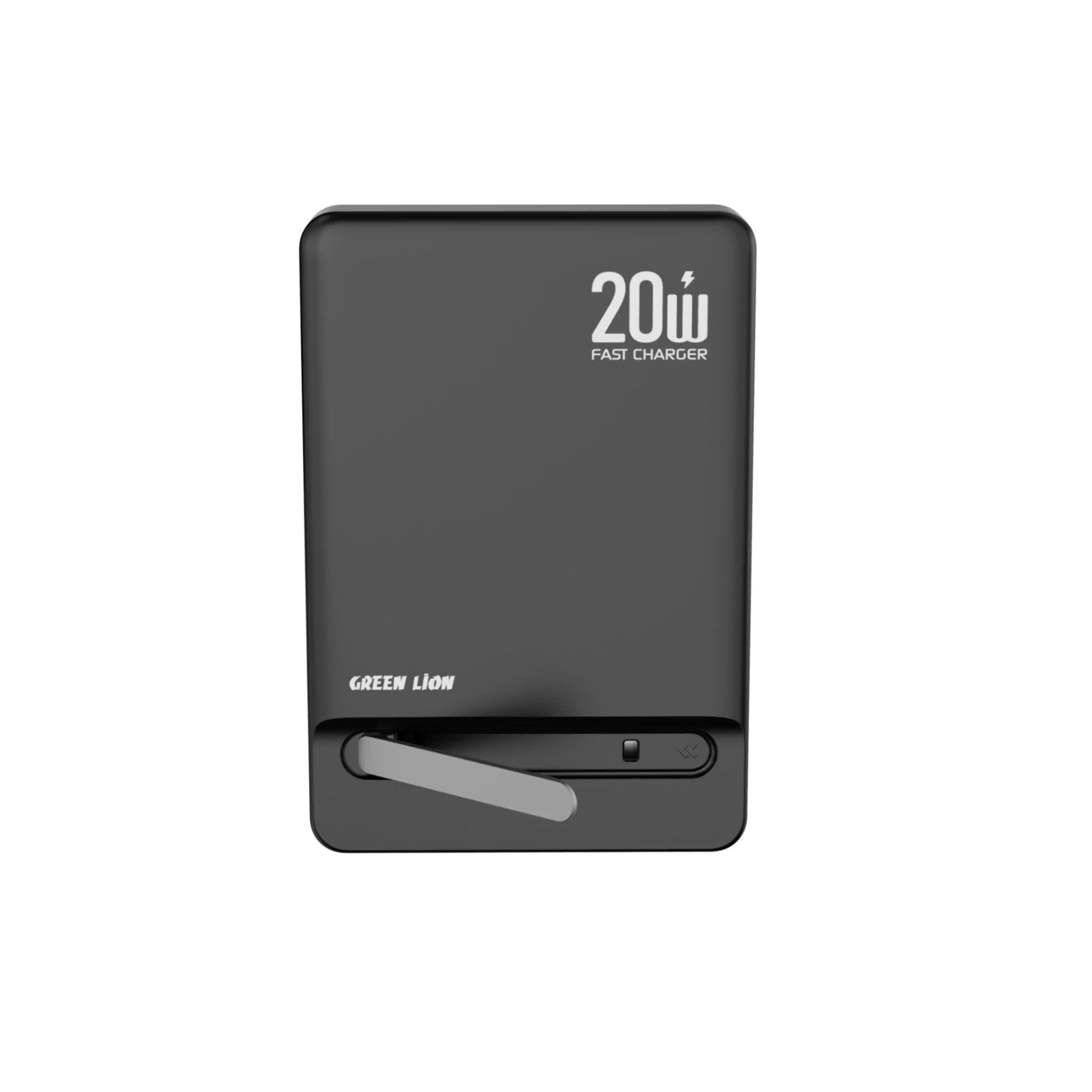 Green Lion Bond 10000mAh Power Bank with Safety Protections, Durable Braided Cable, Strong Magnets, Detachable Type-C Cable, Built-in Stand, MagSafe Compatibility, Ultra-Slim Design - Black