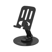 Porodo Blue Desktop Phone Holder with 360° Rotating Base, Foldable Adjustable Arm, Stable Non-Slip Base, Aluminum Alloy & Carbon Steel Build, Universal Compatibility for Horizontal & Vertical Viewing – Black