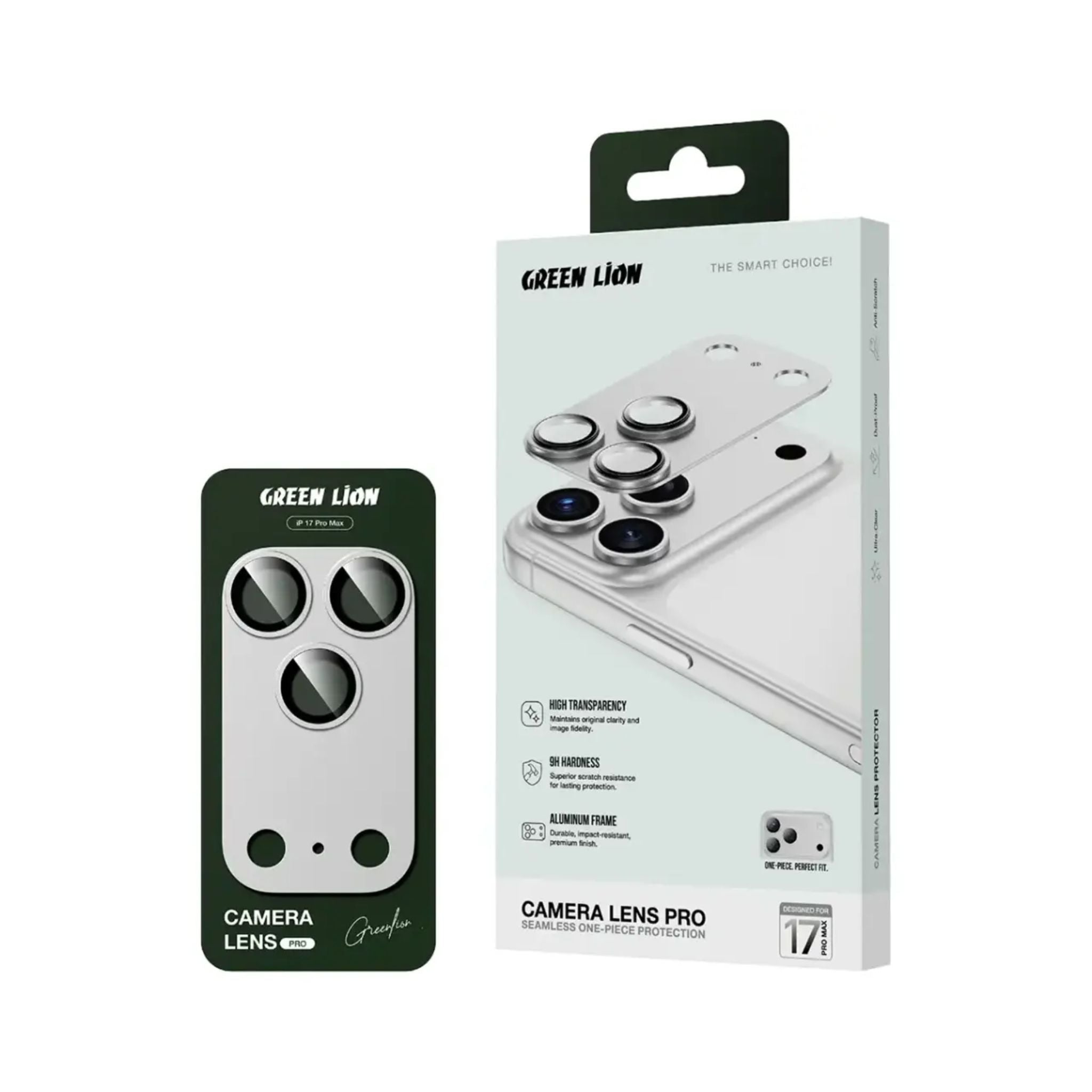 Green Lion Camera Lens Pro for iPhone 17 Pro, HD Clarity, Anti-Scratch, Anti-Fingerprint, Nano Absorption, Aluminum Lenses, Innovative Design, Easy Installation - Silver Titanium