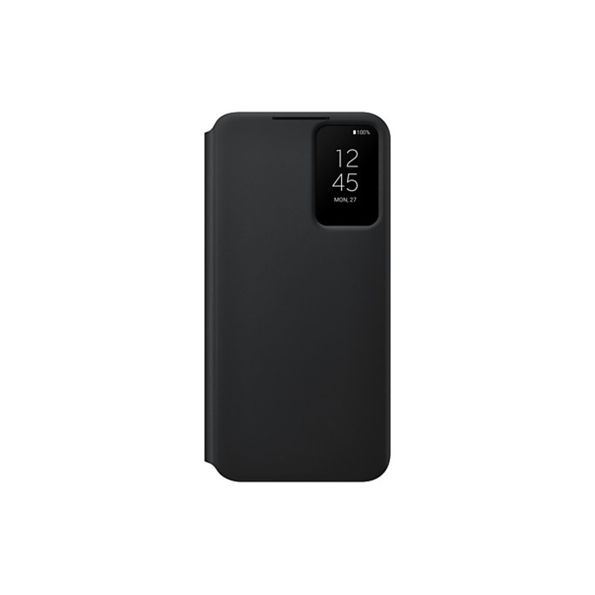 Black phone case with a screen on a white background