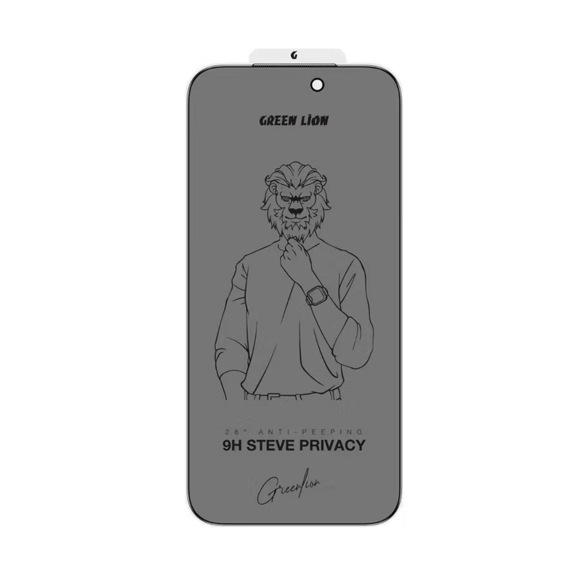Green Lion 9H Steve Privacy Screen Protector for iPhone 17, Anti-Peeping Glass, 9H Item Hardness, Crystal Clear, Highly Responsive, Privacy Protection, Anti-Fingerprint, Anti-Scratch, Oleophobic Coating, Ultra-Thin - Black