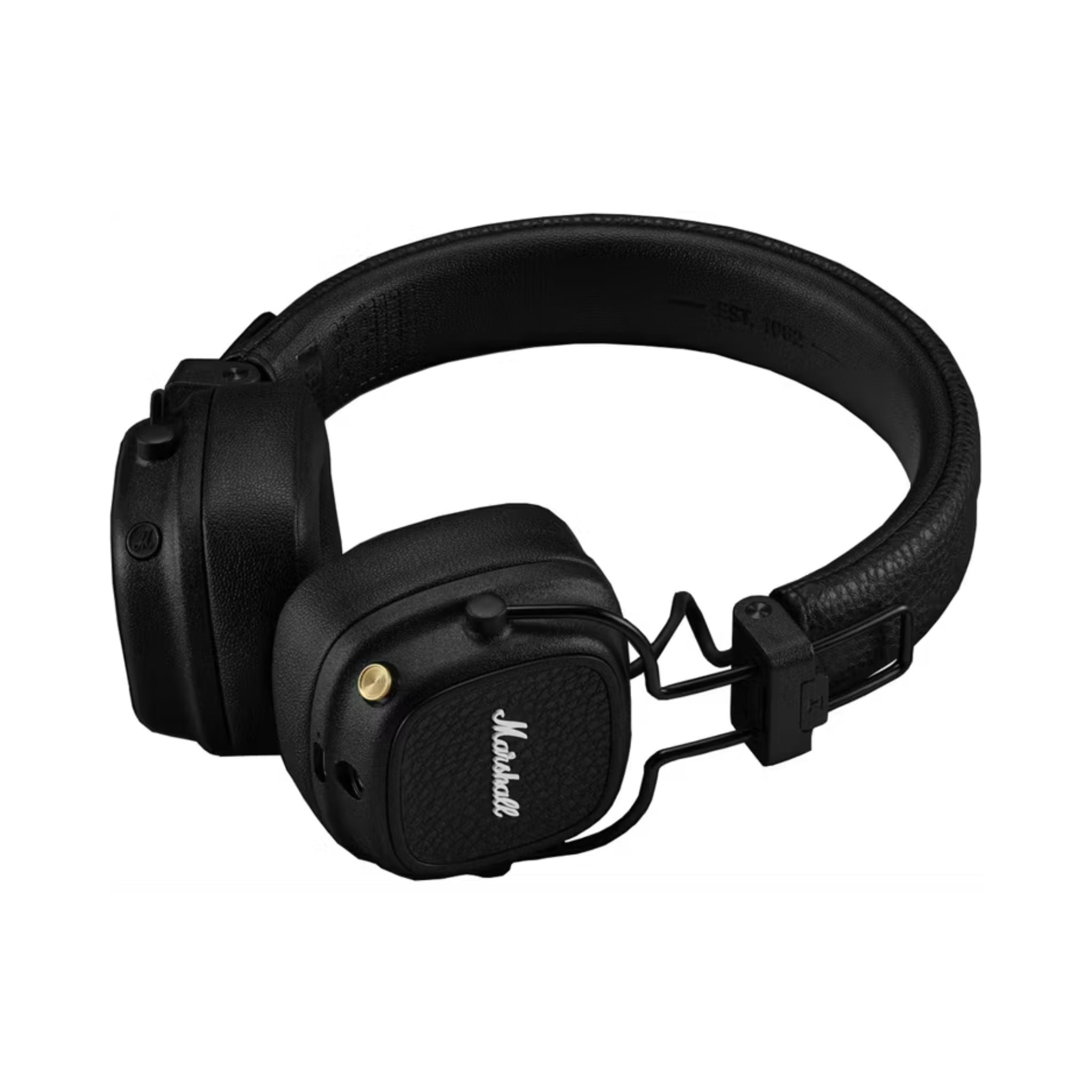 Marshall Major V Wireless On-Ear Headphones with Rugged & Foldable Design, Wireless Charging, 3 Hours Charging Time, Customizable M-Button, Bluetooth Version 5.3, Up to 100 Hours Play Time - Black