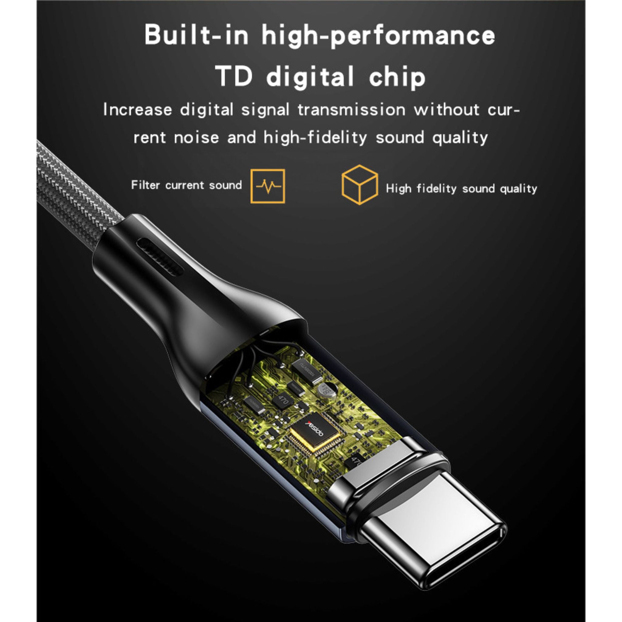 Yesido YAU42 Aluminum Alloy Built-in High-performance Type-C to 3.5MM AUX HD Call Audio Cable