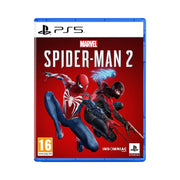 PlayStation 5 game disc for 'Marvel's Spider-Man 2' with Spider-Man artwork on a red background.