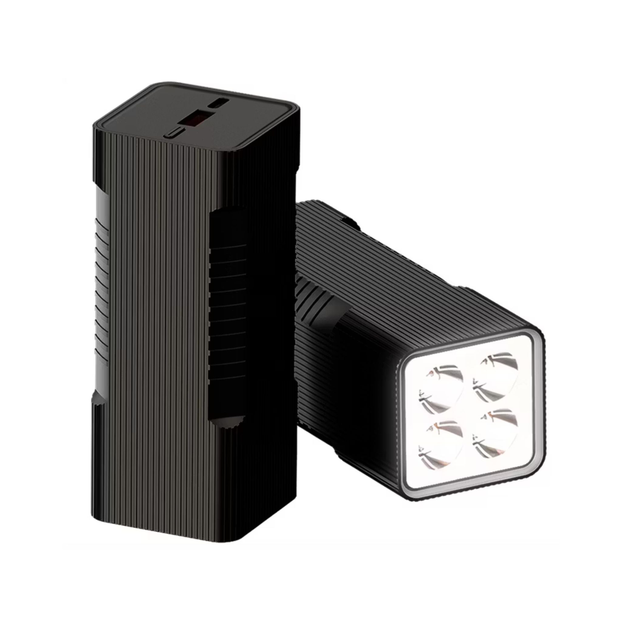 Porodo Lumera 10000mAh Power Bank with Built-in Flashlight, High-Speed Charging, Built-in Safeguards, USB-A & USB-C Output, 350 Lumens Brightness - Black