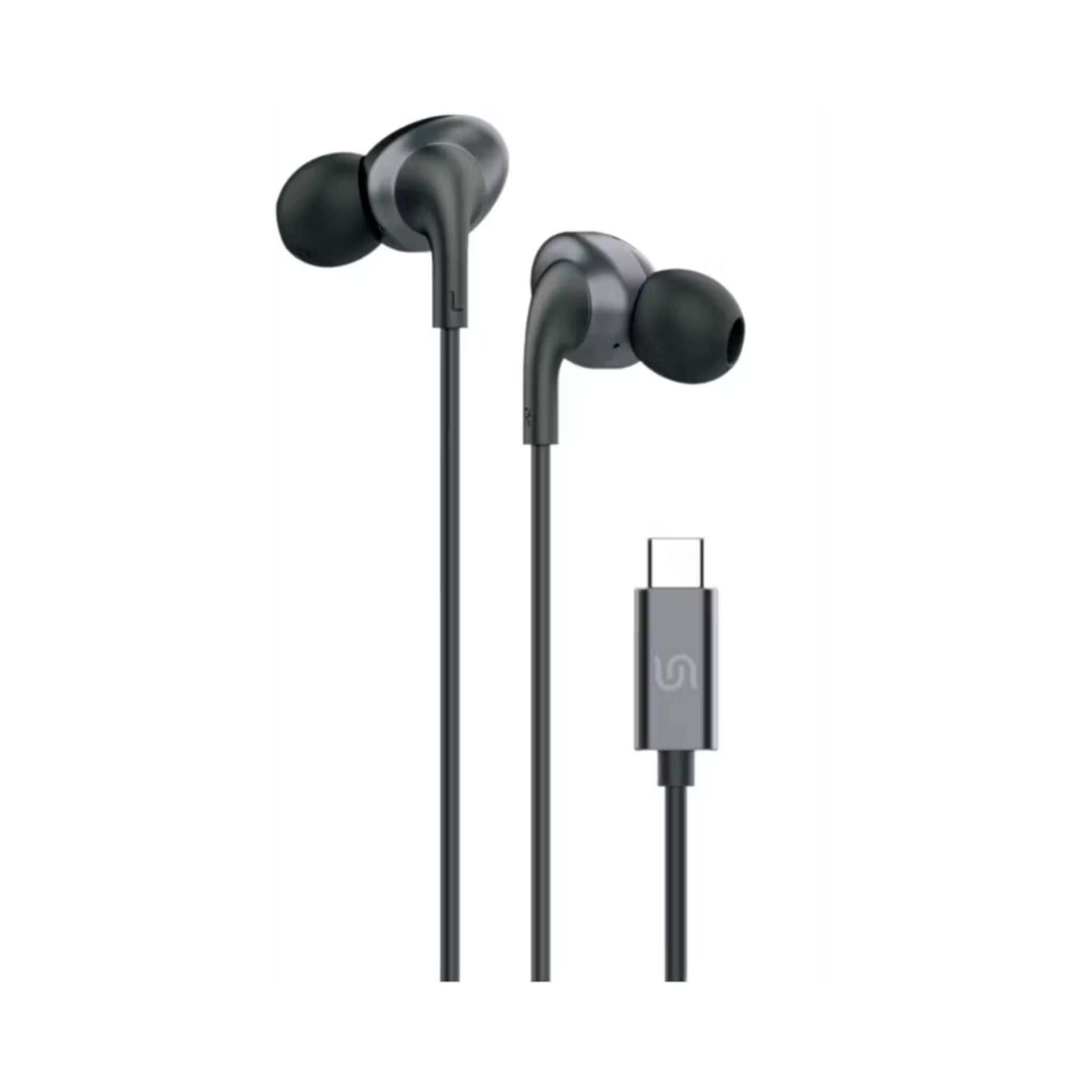 Porodo Soundtec Stereo Earphones, TPE + Metal + ABS Material, Type-C Connection, 1.2m Cable Length, High-Clarity Mic, Crisp Audio - Black