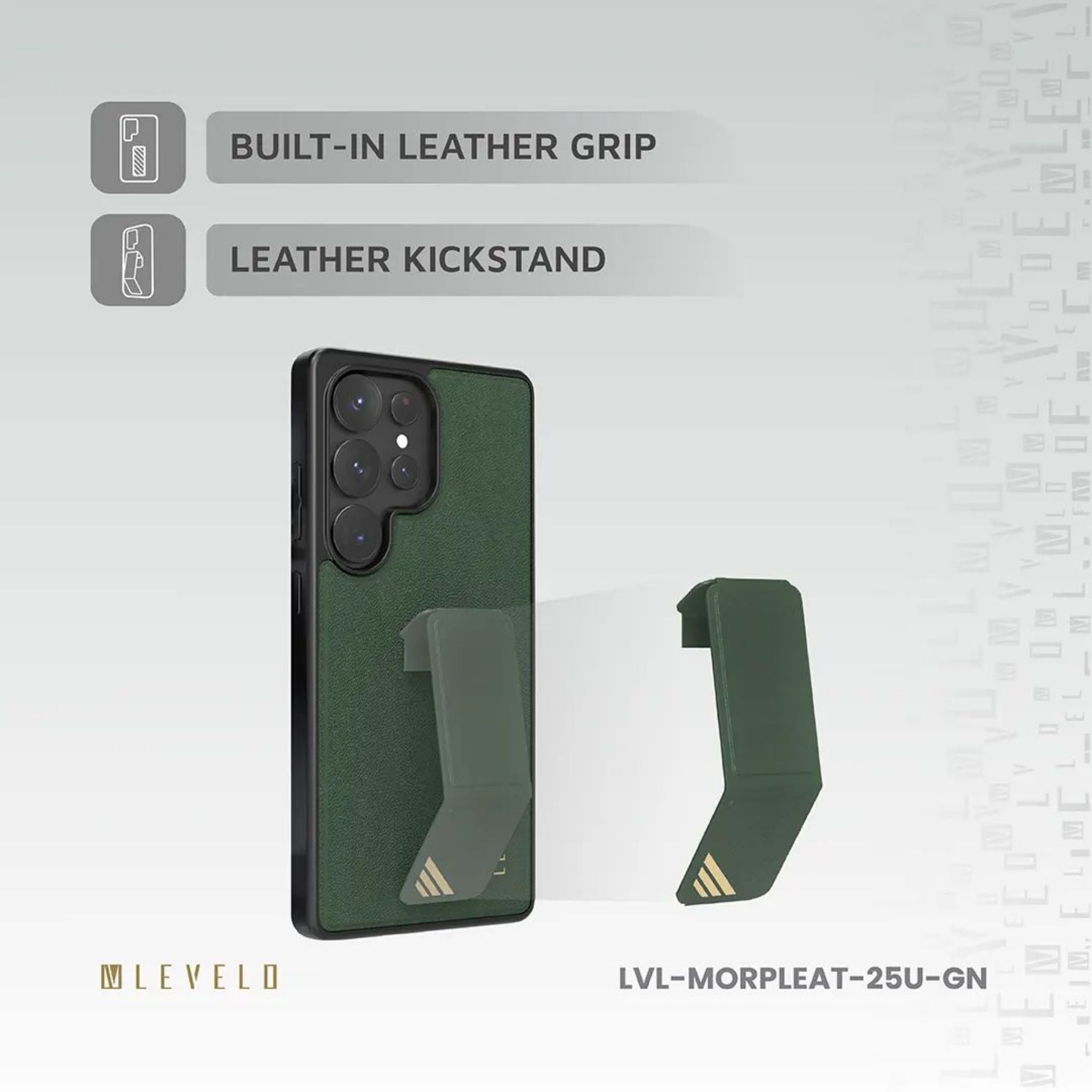 Levelo Morphix Leather Case for Samsung S25 Ultra - Green