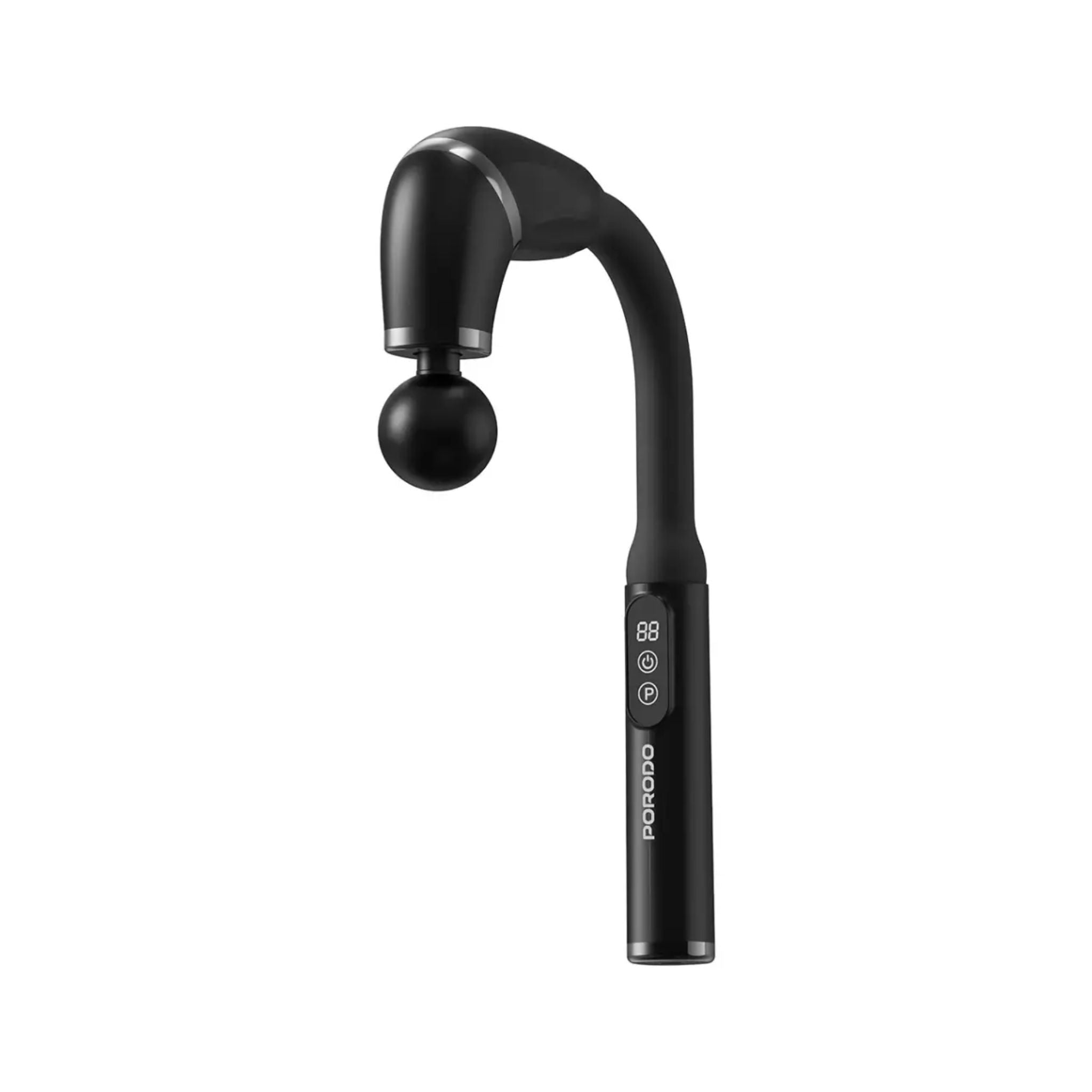Porodo Lifestyle U-Shaped 4-Head Deep Tissue Massager with 6 Speed Levels, 3 Modes, LCD Display, USB-C Charging, 2000mAh Battery, Ultra-Quiet Ergonomic Design - Black