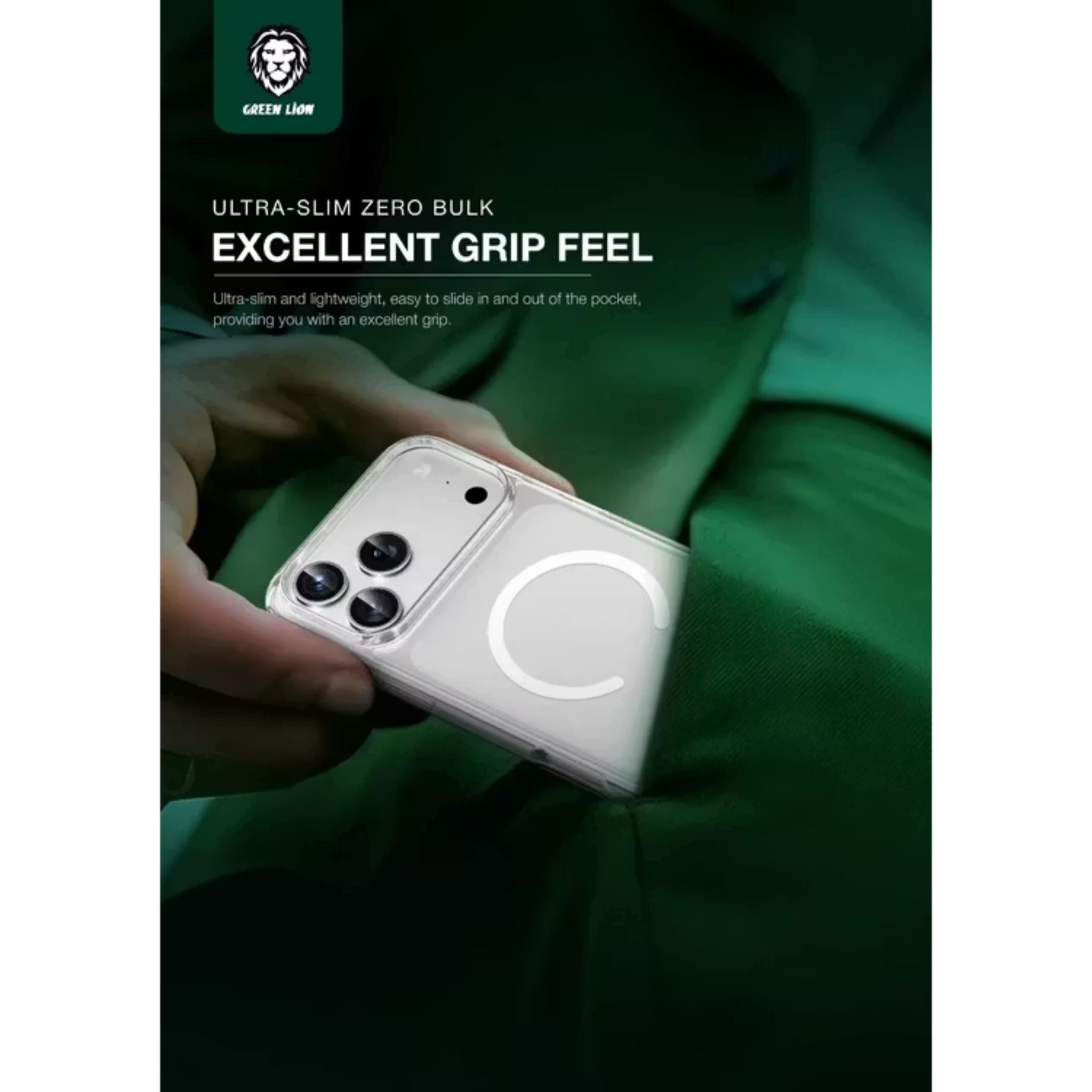Green Lion MagSafe Crystal Clear Case for iPhone 17 Pro, N52 Strong Magnets, Ultra HD Clarity, Camera Protection, Anti-Scratch, Ultra Drop Protection, Precise Cutouts, Military-Level Protection - Clear