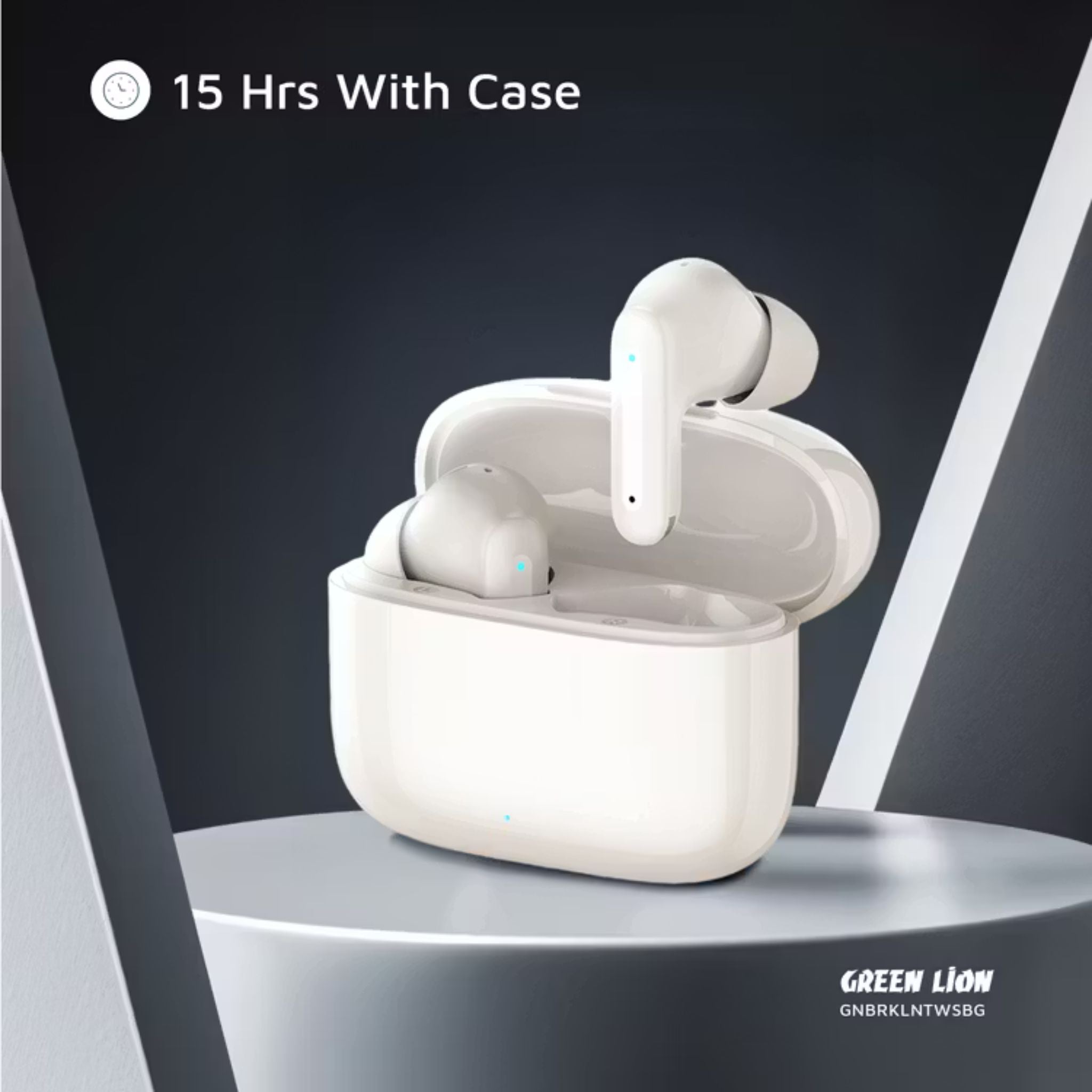 Green Lion Brooklyn True Wireless Earbuds with Voice Assistant, 4 Hours Playtime, Built-in Microphone, HiFi Sound, Touch Control, Dual-Mic - Beige
