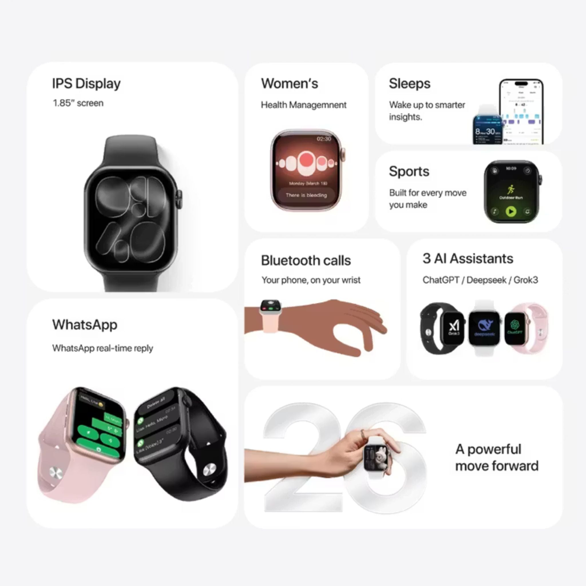 Green Lion Communicate 42mm Smartwatch, 1.85” AMOLED Display, 190mAh Battery, 1GB Flash Storage, IP68 Waterproof, Bluetooth 3.0+5.4, Wireless Charging, Always-On Display, 500+ Watch Faces, 2–3 Days Use, 10-Day Standby -Silver