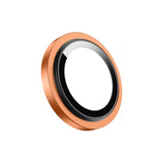 Copper-colored ring with a reflective center on a white background