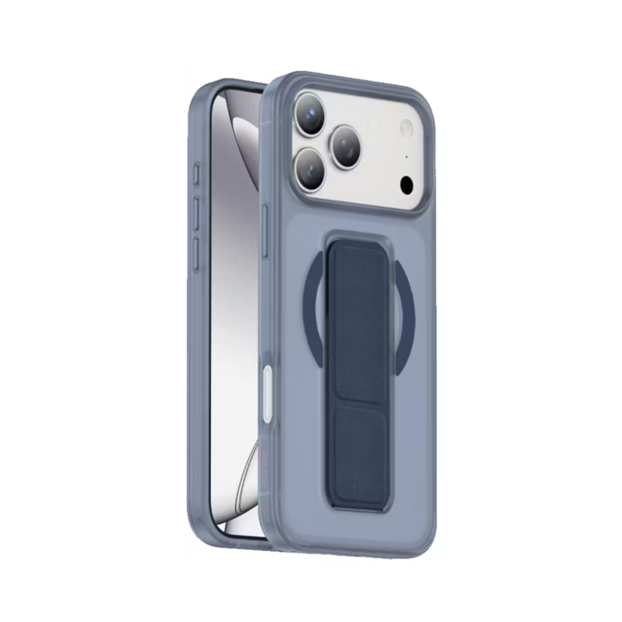 Green Lion Grip 360° MagSafe Case for iPhone 17 Pro Max, Up to 3500gs Force Impact Resistance, Foldable Stand, Strong Magnets, Drop Protection, Anti-Scratch, Leather Grip Strap, Camera Protection, Horizontal & Vertical Features - Blue Titanium