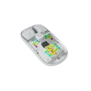 Porodo Transparent Dual-Mode Wireless Mouse with Adjustable DPI Up to 1600, RGB Lights, 400mAh Battery Capacity, Wireless 2.4 GHz & Bluetooth Connections - White