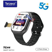 TC44 5G Smart Watch with SIM Support HD Camera & Full Touch Display - Black