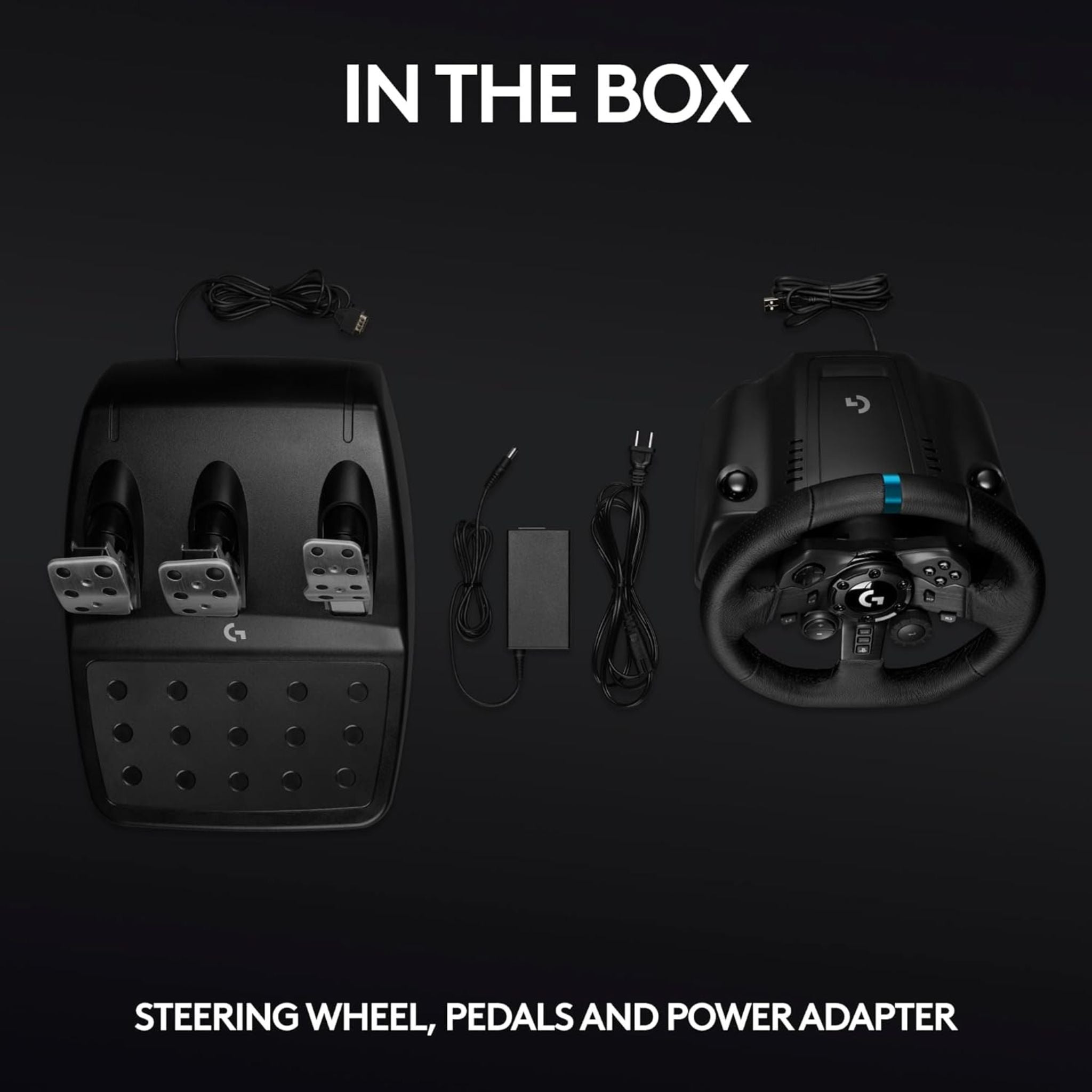 Logitech G923 Racing Wheel and Pedals, TRUEFORCE up to 1000 Hz Force Feedback, Responsive Driving Design, Dual Clutch Launch Control, Genuine Leather Wheel Cover, for PS5, PS4, PC, Mac - Black