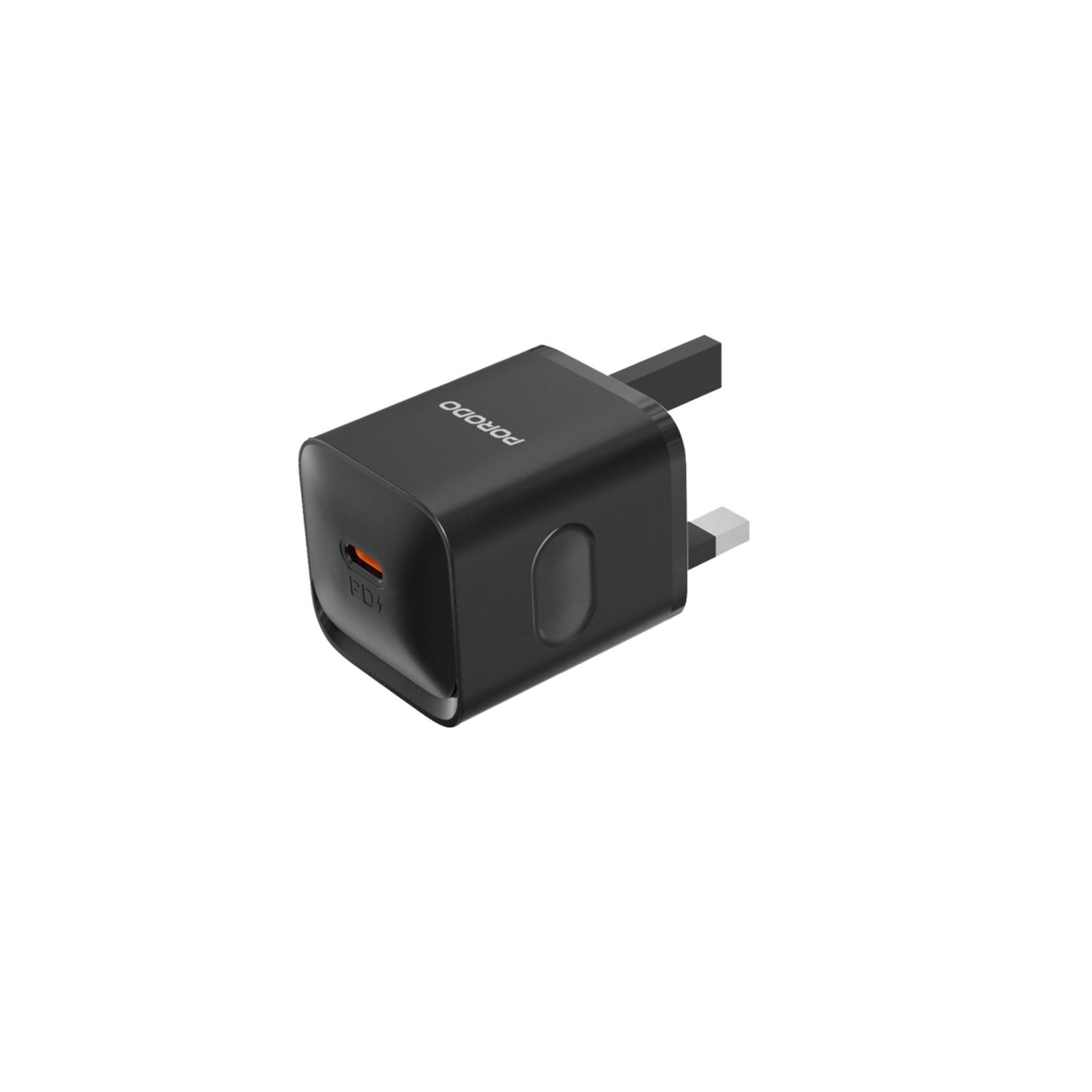 Porodo USB-C Power Delivery Wall Charger with USB-C to Lightning Cable, 1.2m Cable Length, PD 20W, UK Plug, Over-Heat Protection, Reliable Companion, Simultaneous Charging - Black