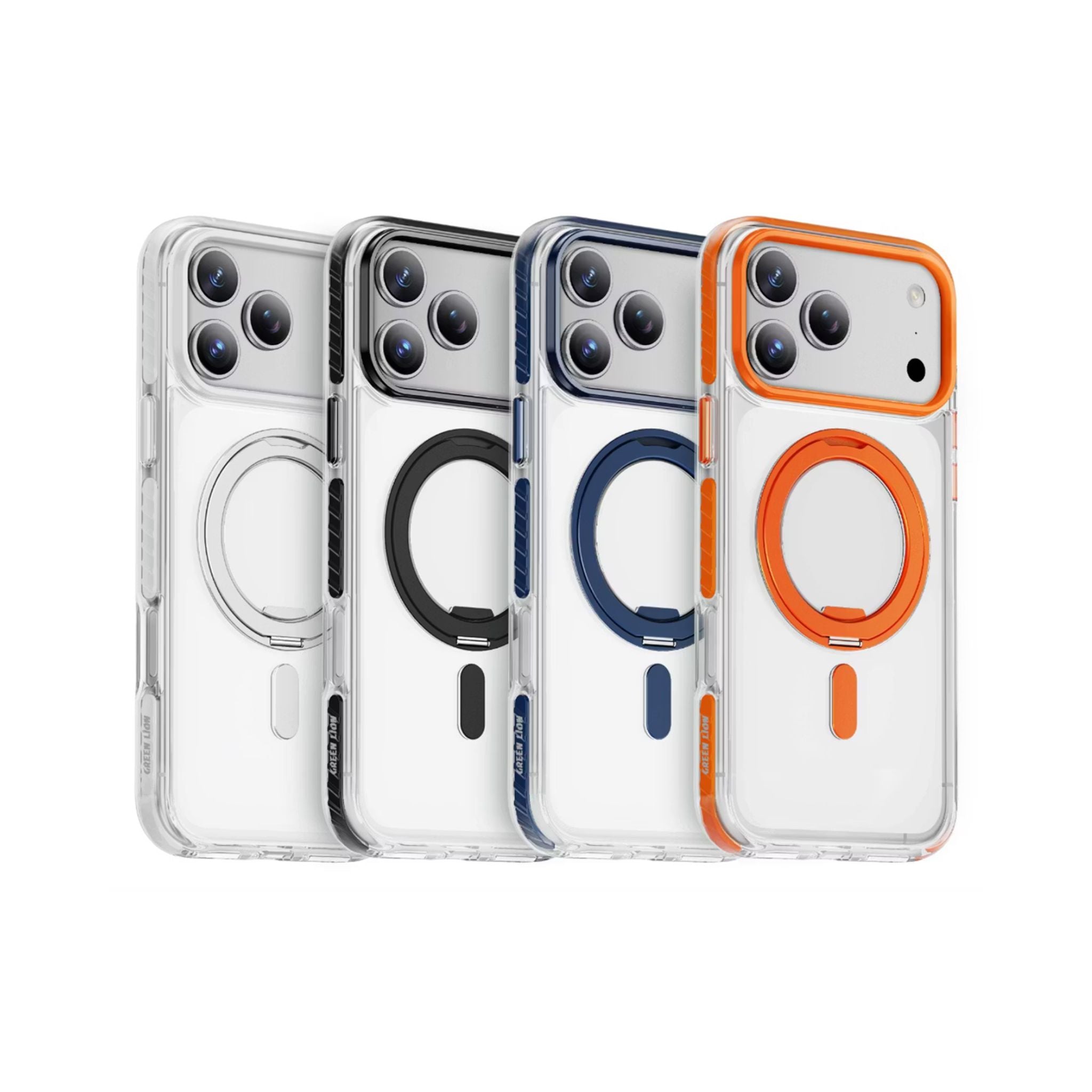 Green Lion Southend Magsafe Case for iPhone 17 Pro Max, Camera Protection, Hybrid Materials, Built-in Kickstand Ring with 360° Rotation, Military-Grade Protection - Orange