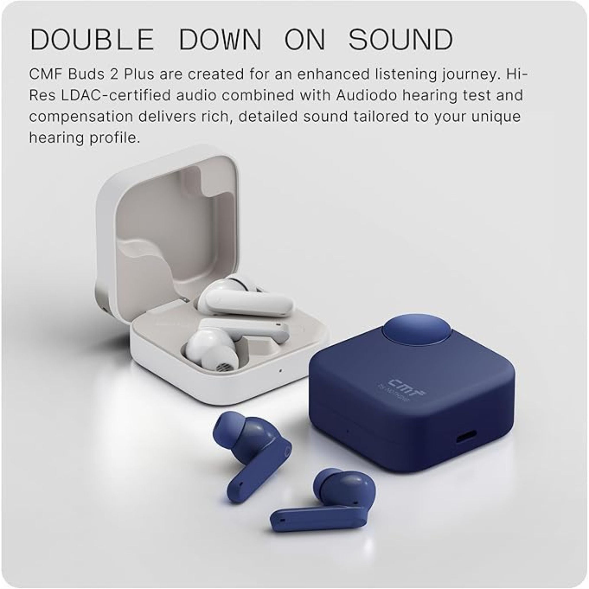 CMF Buds 2 Plus ,Wireless Earbuds Adaptive Noise Cancelling, Hi-Res Audio Bluetooth Headphones, 12mm Drivers for Deep Bass, 50dB ANC 61.5H Playtime, Sport Ear Buds with 6 Mics,Light Grey