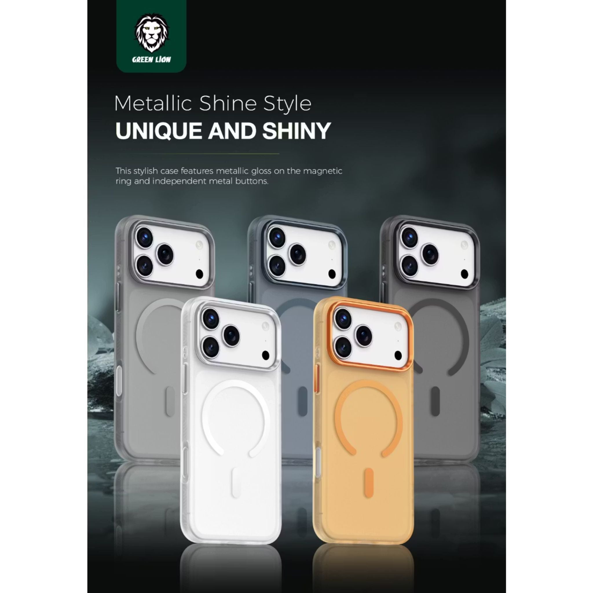 Green Lion Matte MagSafe X Case for iPhone 17 Pro, Comfortable Grip, Anti-Scratch, Metal Buttons, Anti-Fingerprint, Drop Protection, Camera Protection - Silver Titanium