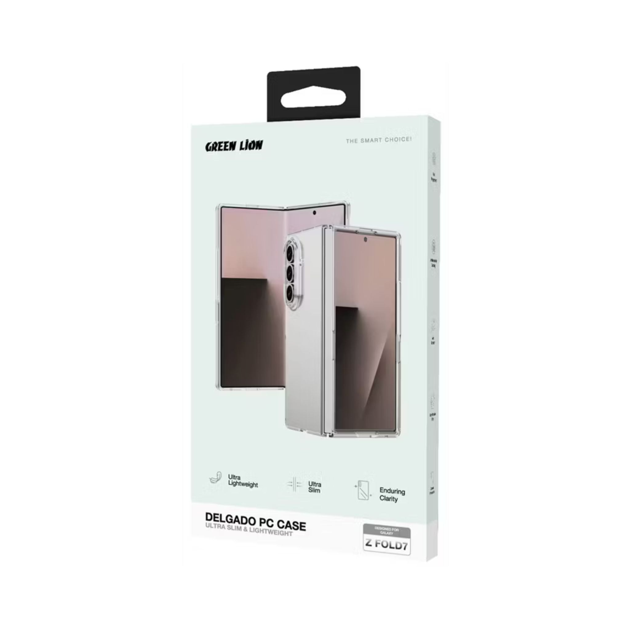Green Lion Delgado PC Case for Z Fold 7, Comfortable Grip, Ultra-Lightweight, Enduring Clarity, Slim Design, Anti-Scratch - Clear