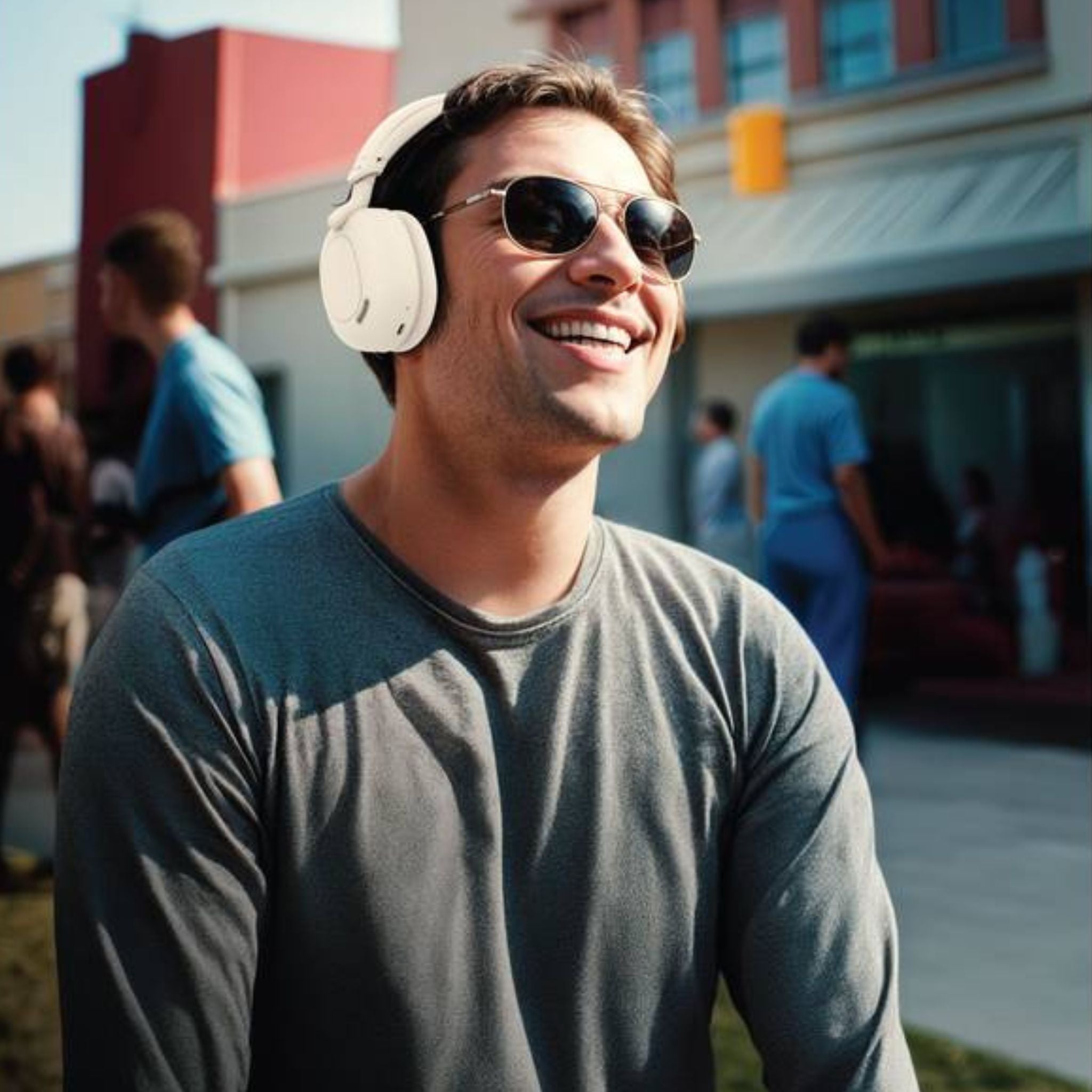 Green Lion Sunstone Headphones, 10 m Working Distance, AUX Support, 36 Hours Bluetooth Playing Time, 300 mAh Battery, - Beige
