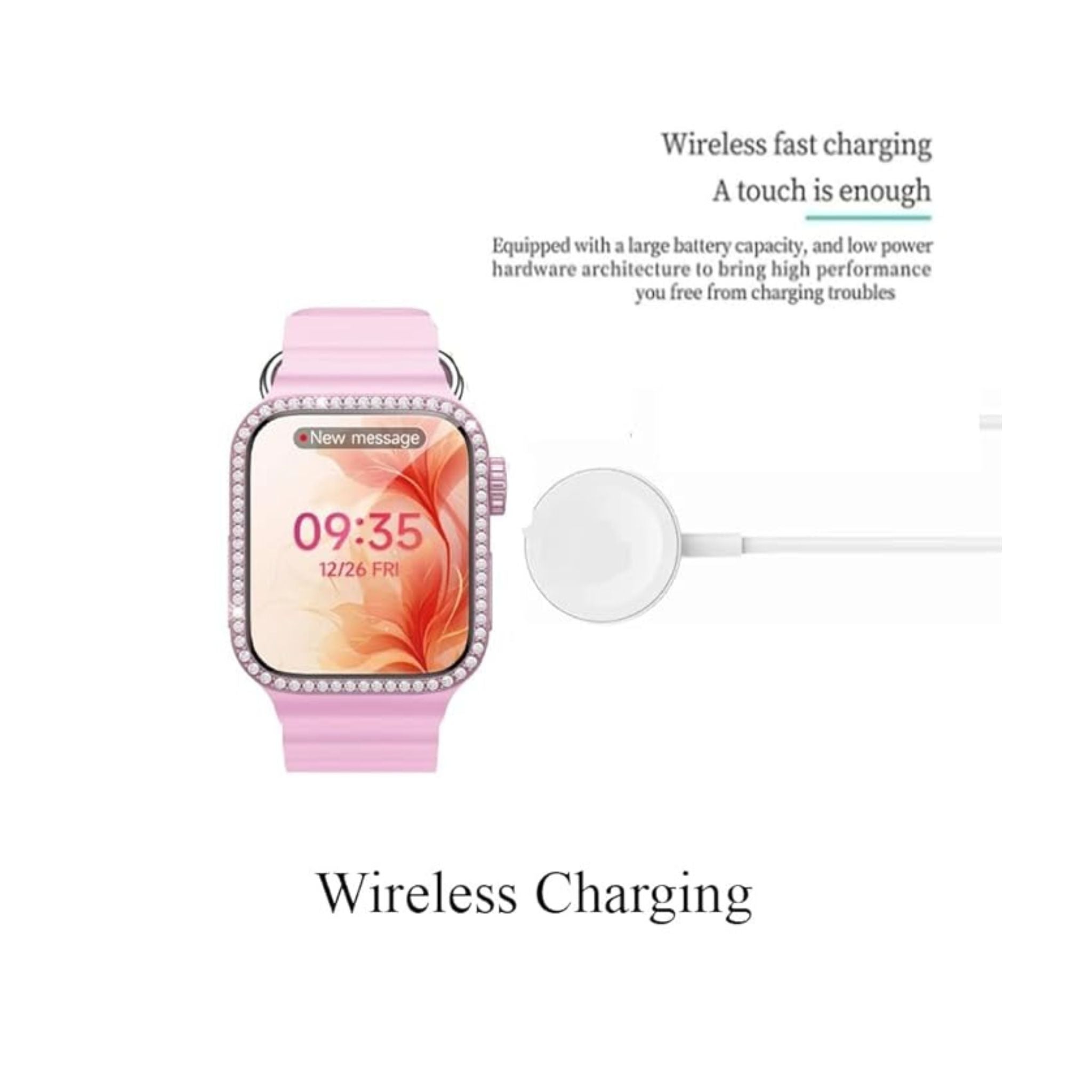MODIO MW19 Mini Smart Watch With 36mm Display 4 Pair Straps Necklace and Bracelate Designed For Womens