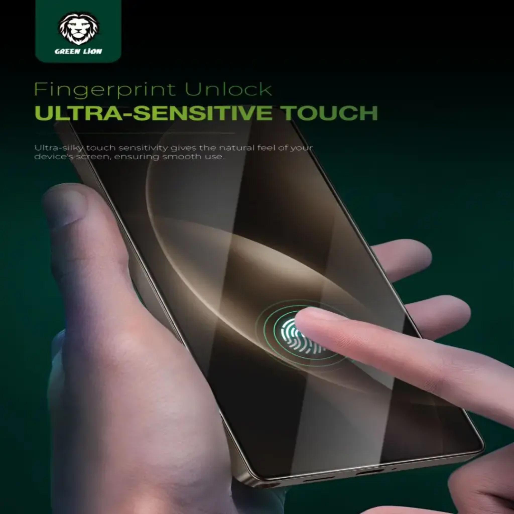 Green Lion 9H Crystal Shield HD for Samsung Galaxy S25 Plus with Fingerprint Unlock, Anti Scratch, Bubble Free, Shockproof, Responsive Touch, Easy Installation - Clear
