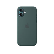 Apple iPhone 16 Plus Silicone Case in Lake Green color with MagSafe feature.