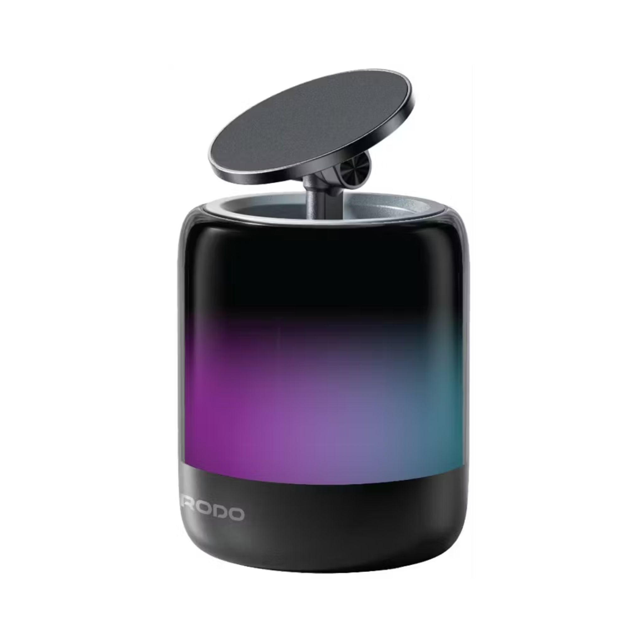 Porodo SyncGlow Speaker & Phone Holder with Rhythmic Lights, 500mAh Battery, Bluetooth Version 5.3, 150 Minutes Working Time, 360° Flexible Rotation, ABS & PC Material, Immersive Sound, 5W Rated Power - Black