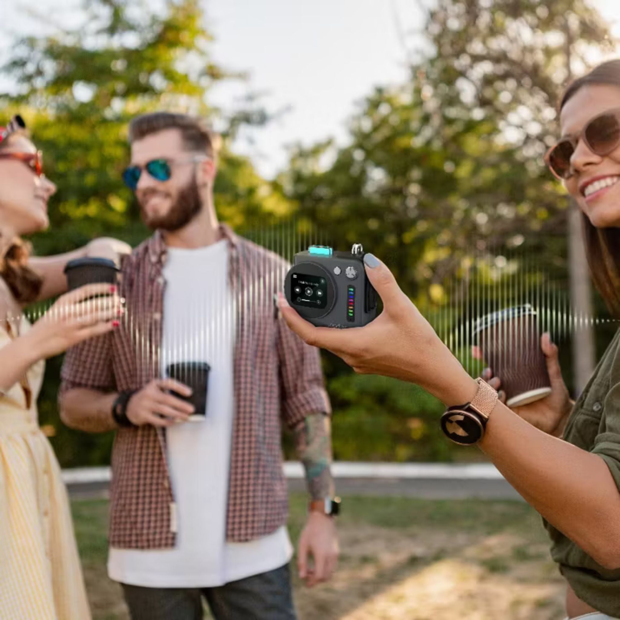 Porodo Vibego Mini RGB Speaker with Bluetooth Version 5.4, Touch Control Display, 15 Hours Play Time, Type-C Charging Port, 2000mAh Battery Capacity, 2 Hours Charging Time, Micro SD Slots, Vibrant RGB Lighting - Gray