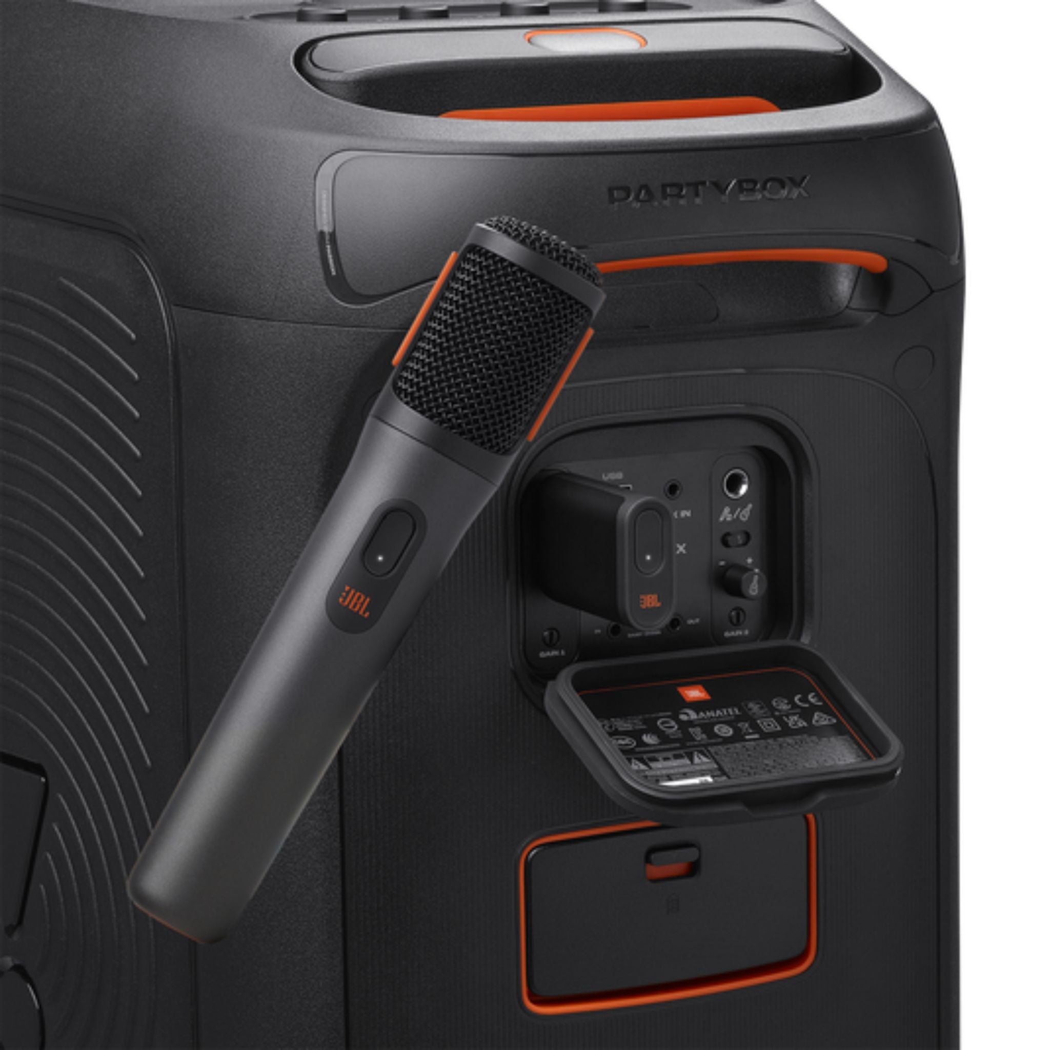 JBL PartyBox Wireless Mics, 16mm ECM Microphone Head, 600mAh Mic Battery, 700mAh Dongle Battery, Built-In Foam Pop Filter, Stable 2.4GHz Connection- Black