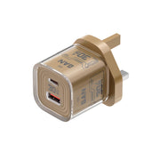 Porodo TEZCLARTÉ Quick Wall Charger with Dual Port Fast Charging, Flame Retardant Housing, Transparent Design, PD 30W USB-C Output, QC 20W USB-A Output - Khaki
