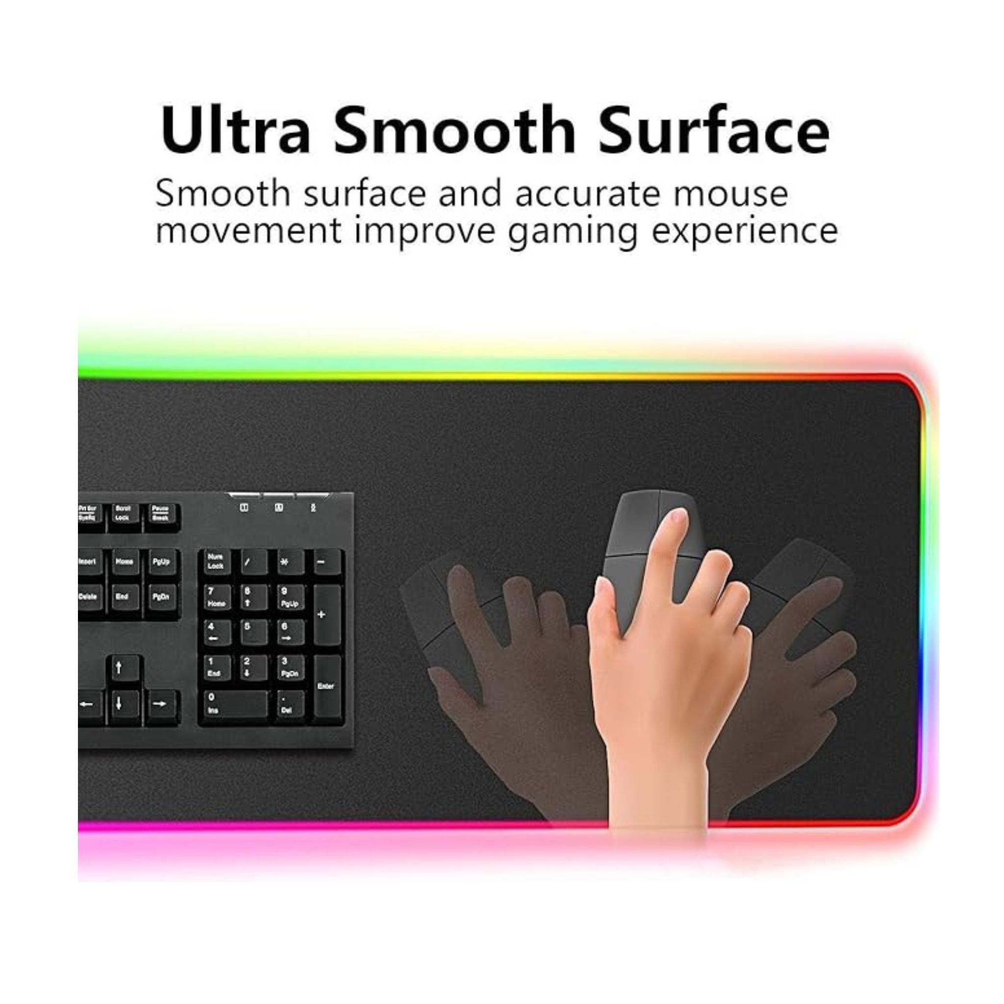 RGB Gaming Mouse Pad, Extra-Large Soft LED Extended Mouse Pad with 10 Lighting Modes, Anti-Slip Rubber Base – FG0313 (B07QNDFV1V)