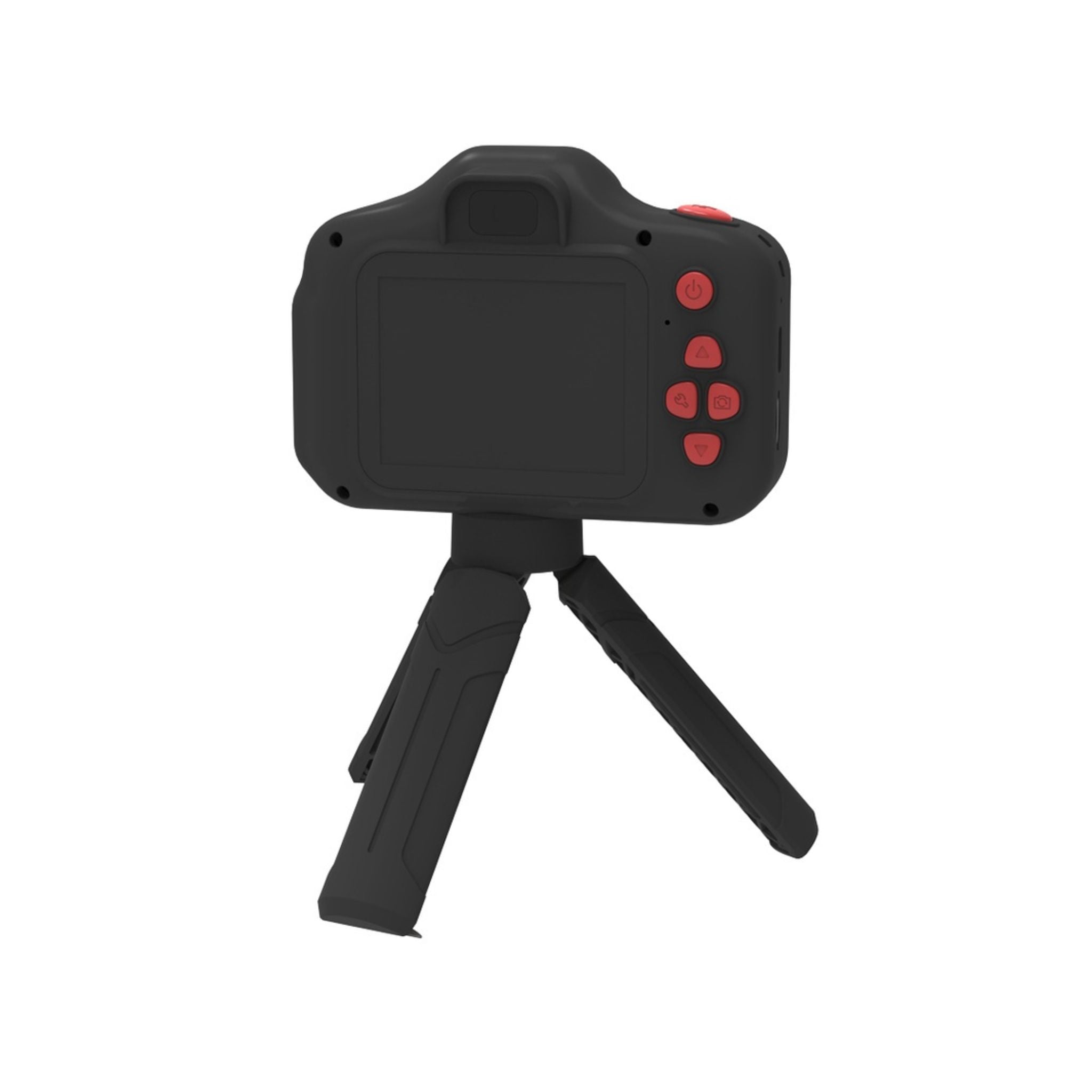 Porodo Lifestyle Kids Focus Camera with Tripod Stand, 320 x 240 Screen Resolution, Up to 5 Hours Working Time, Built-in Games, Photo & Video Filters, Dual Lens Selfie Camera - Black