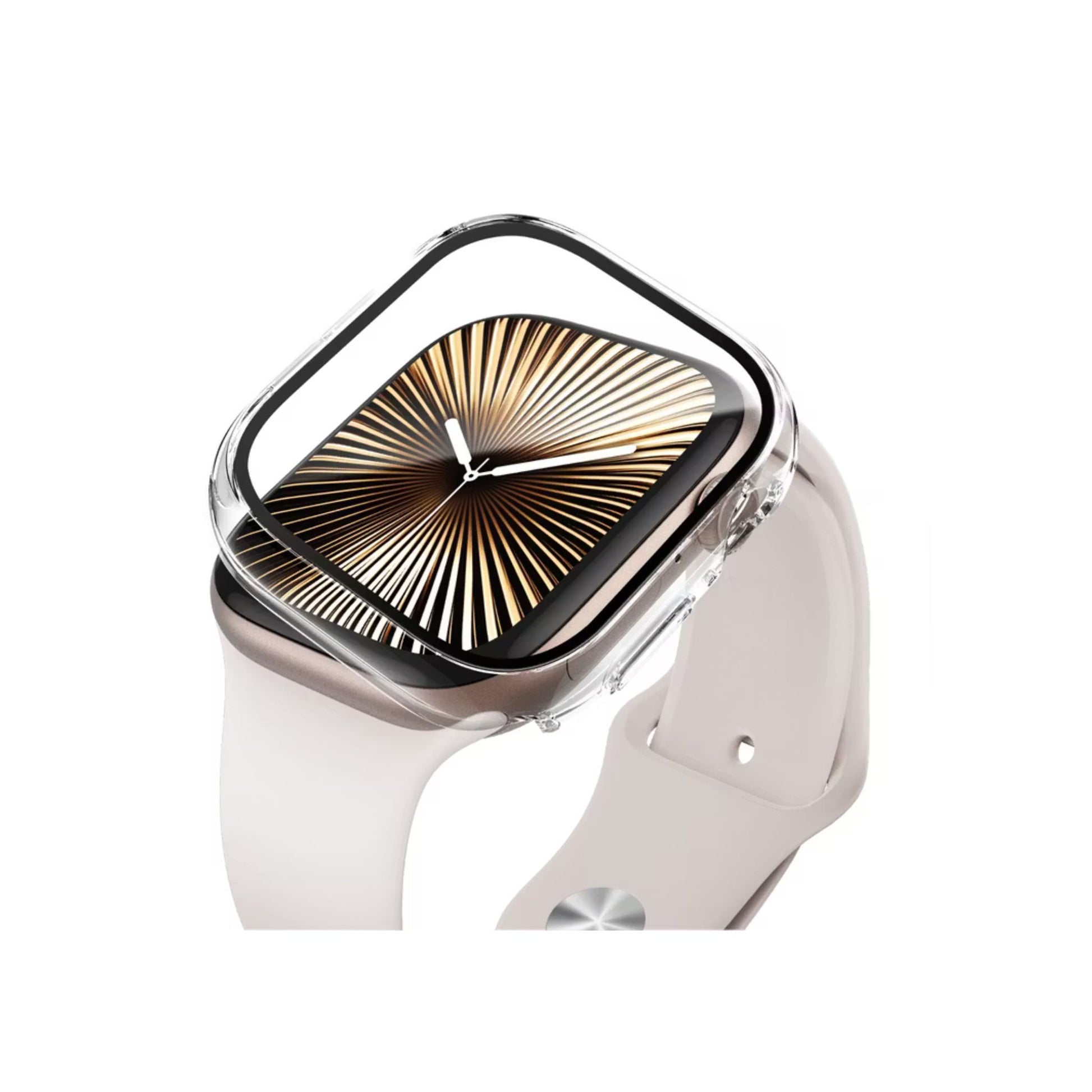 Smartwatch with a white band on a white background