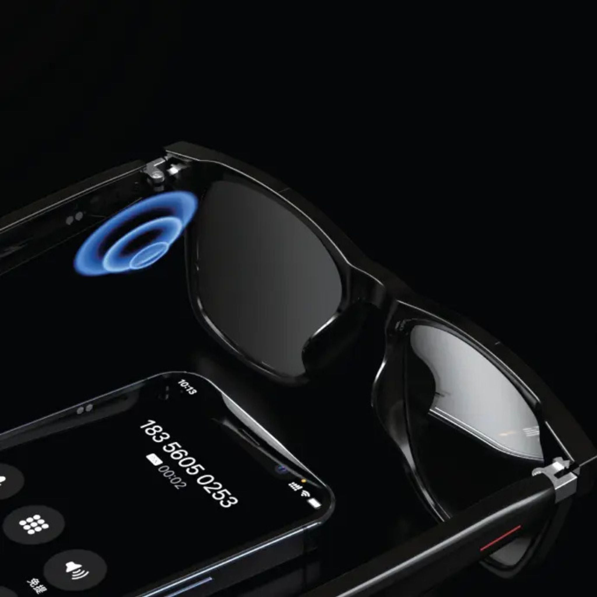 Green Lion Paris 2 Smart Glass in black features Bluetooth 5.3 connectivity, 80mAh battery with 4–6 hours usage, 180-hour standby, 15m range, and 1.5-hour magnetic charging. It includes a built-in microphone, touch controls- Black