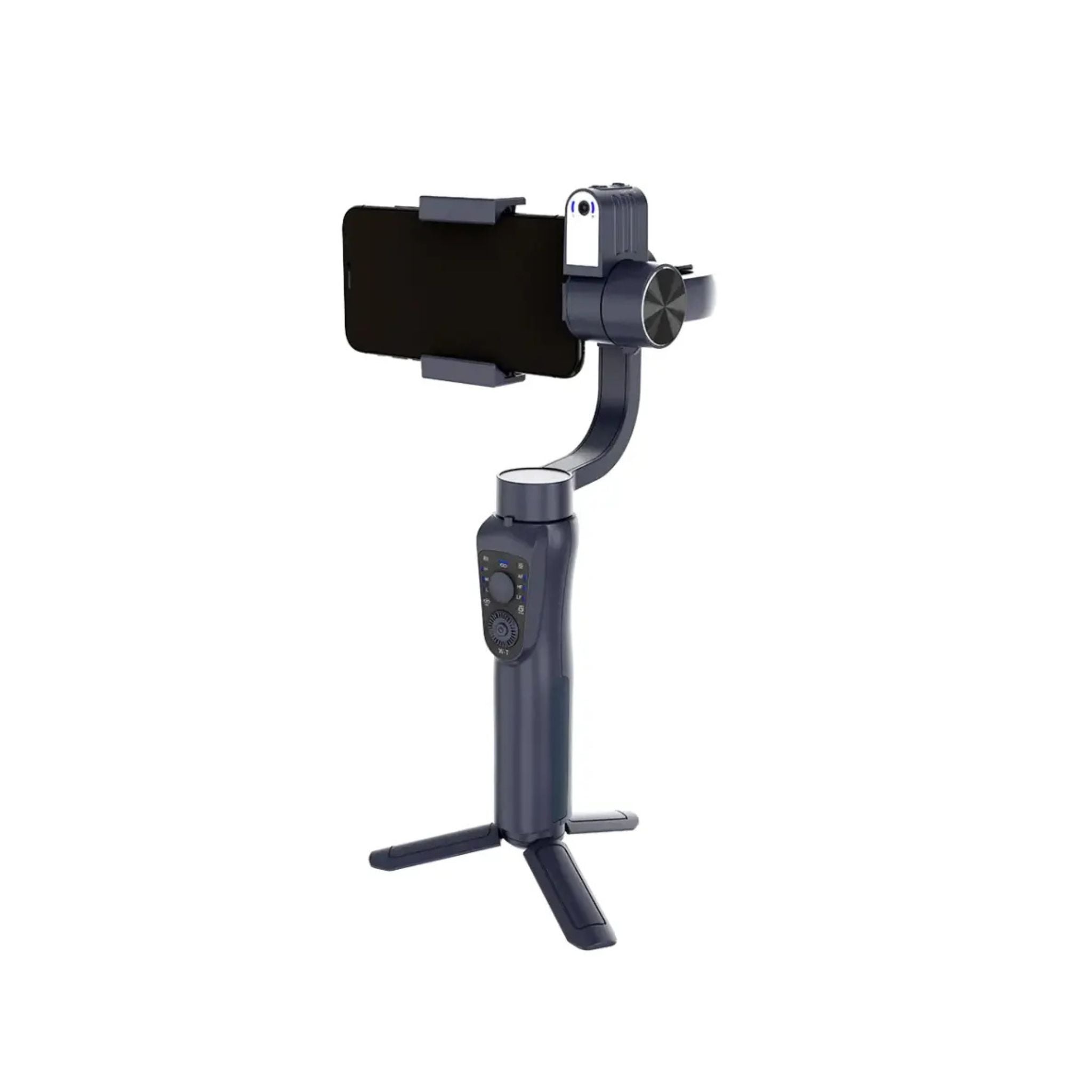Porodo 3-Axis AI Tracker & Light Gimbal Stabilizer with Built-In Tripod, Object Tracking, Power Bank Function, 210 Minuets Charging Time - Black