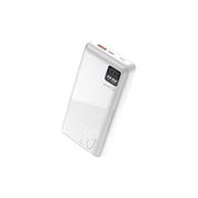 Porodo Blue Quick Charge Power Bank with USB-A & USB-C Outputs, 20000mAh Battery Capacity, Digital Display, 20W Power Delivery - White