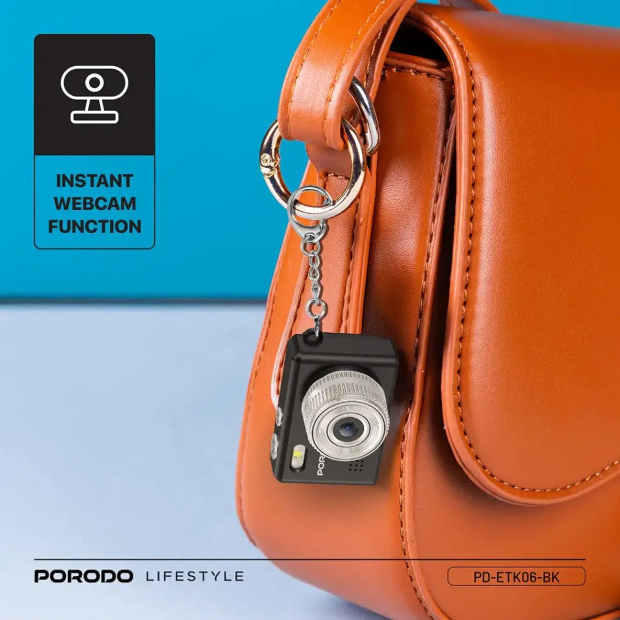Porodo Lifestyle Snap & Go Mini Digital Camera 2MP / Full HD Camera Video Resolution / Portable Camera with Lightweight / 6 Color Filters / Instant Webcam Function / AVI and JPG Format - Black