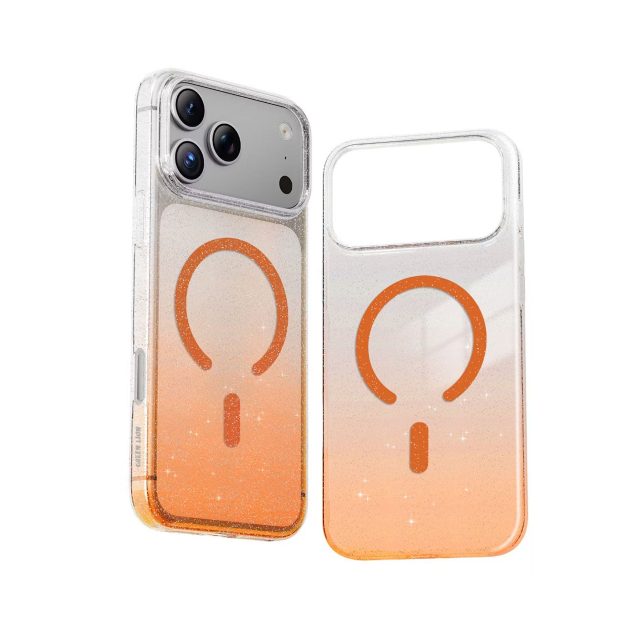 Green Lion Glitter MagSafe Case for iPhone 17 Pro Max, Anti-Fingerprint & Anti-Scratch, Comfortable Grip, Camera Protection, Anti-Yellowing, Ultra-Slim & Lightweight Design - Orange