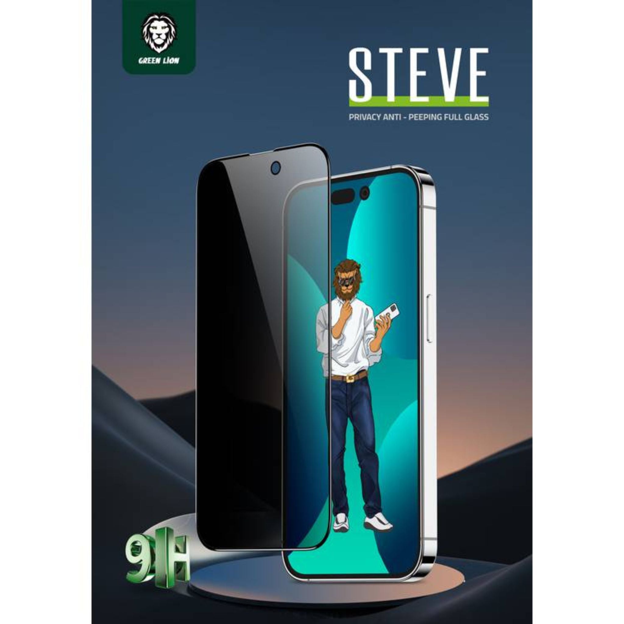Green Lion 9H Steve Privacy Full Glass Screen Protector for iPhone 14 Pro ( 6.1" ) - Black
