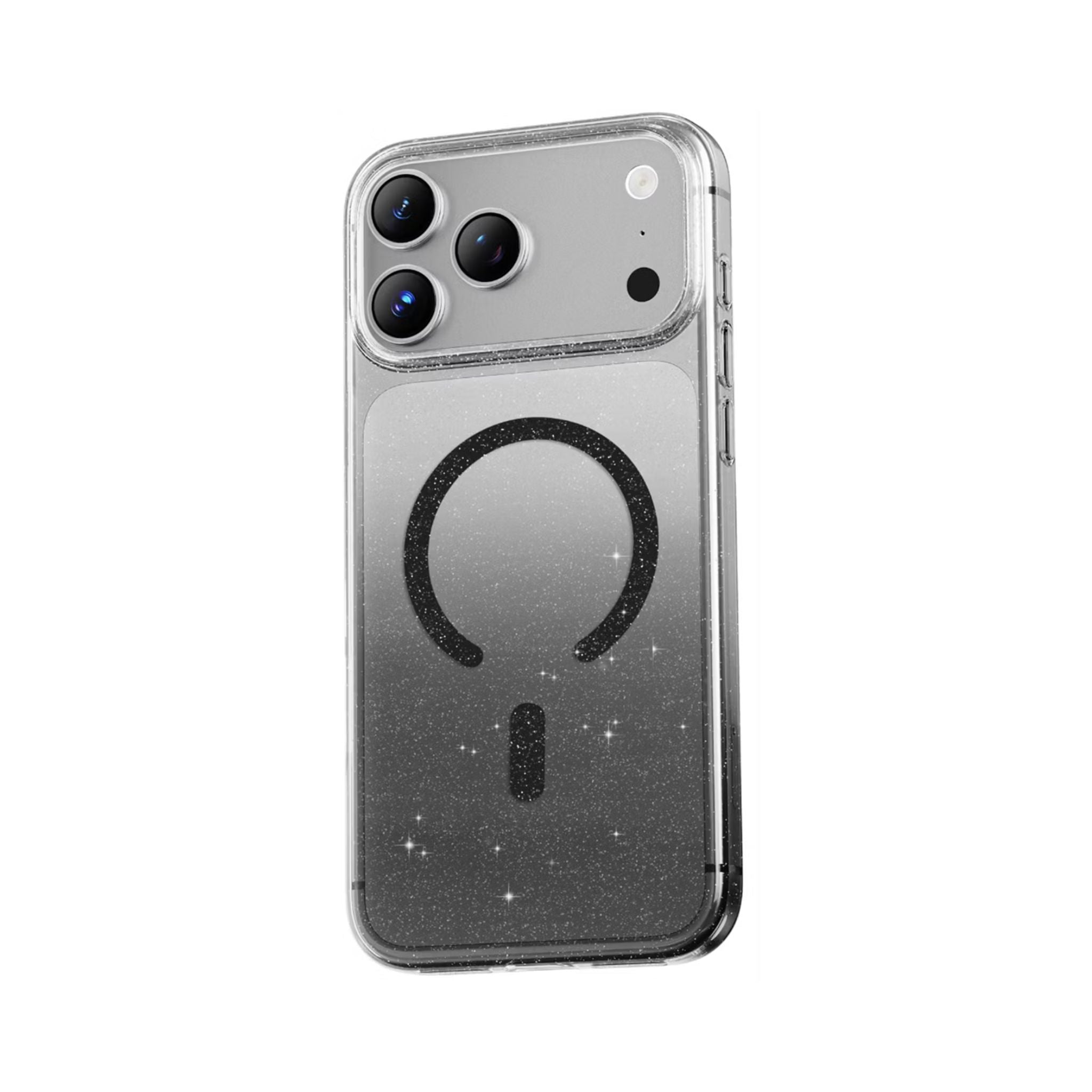 Clear phone case with Apple MagSafe design on a white background