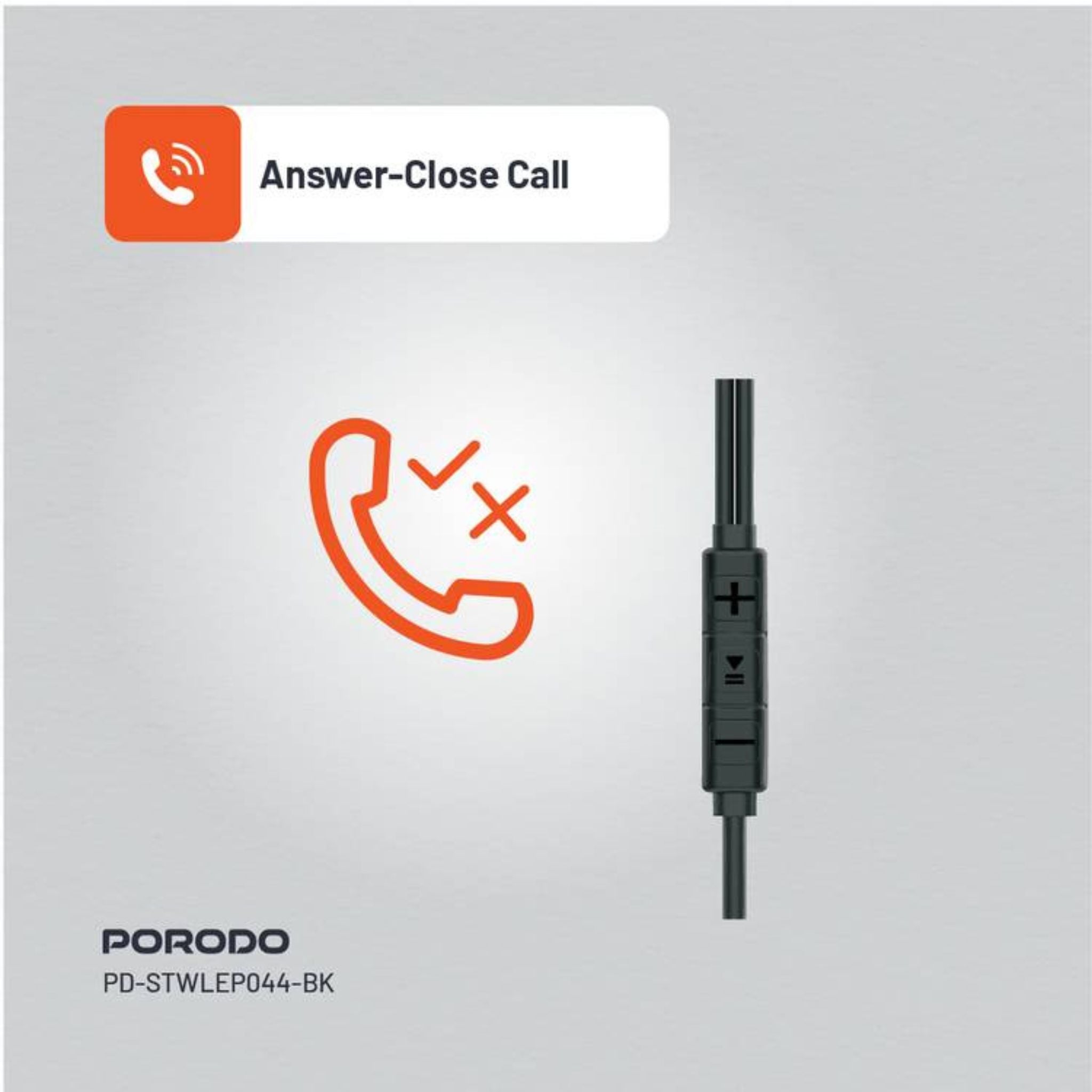 Porodo Soundtec Stereo Earphones, TPE + Metal + ABS Material, Type-C Connection, 1.2m Cable Length, High-Clarity Mic, Crisp Audio - Black
