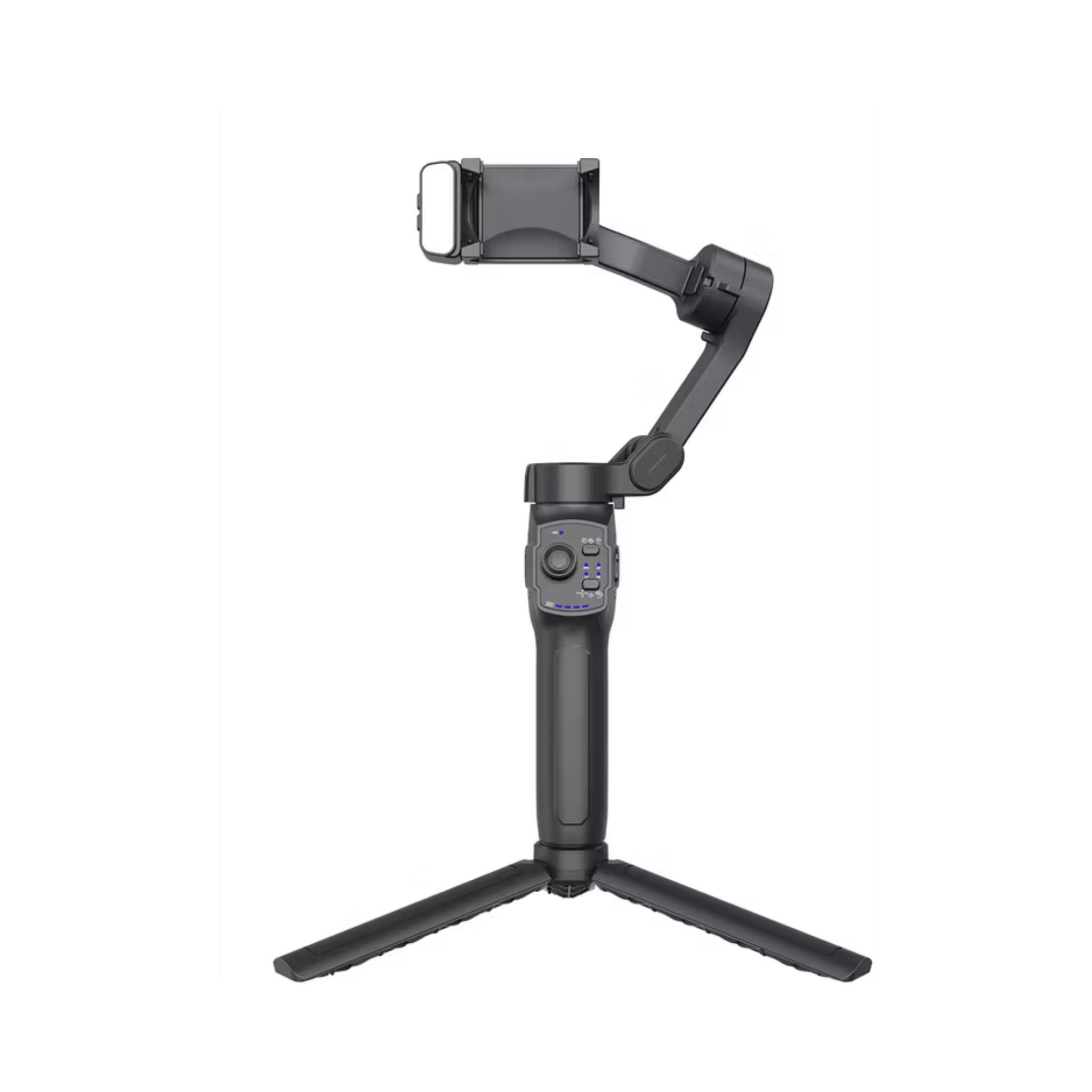 Porodo 3-Axis Gimbal with Stabilizer Magnetic Fill Light, Smart Live Tracking, Long Battery Life, One-Key Angle Switch, 780 Minutes Working Time - Black