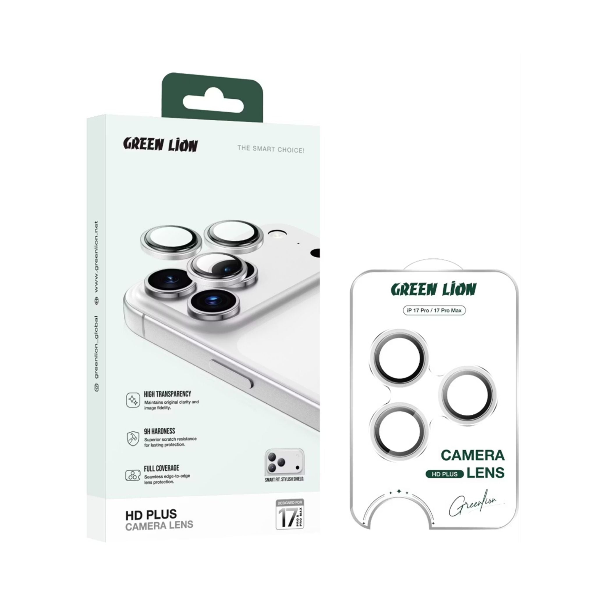 Green Lion HD Plus Camera Lens for iPhone 17 Pro / 17 Pro Max, HD Clarity, Anti-Scratch, Nano Absorpting, 9H Durable Glass, Water Resistant, Anti-Fingerprint, Anti-Glare Coating, Shatter Protection, Easy Installation - Gray Titanium