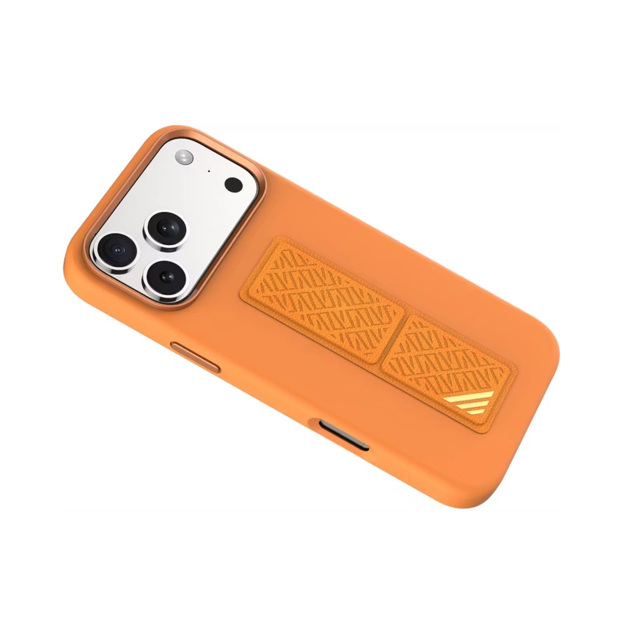 Levelo Morphix Silicone GripStand Case for iPhone 17 Pro, Hands-Free Viewing, True Microfiber Interior Lining, Horizontal & Vertical Stand, Shock-Resistant Bumper, Raised Bezels for Camera & Screen, Slim Fit Design - Orange
