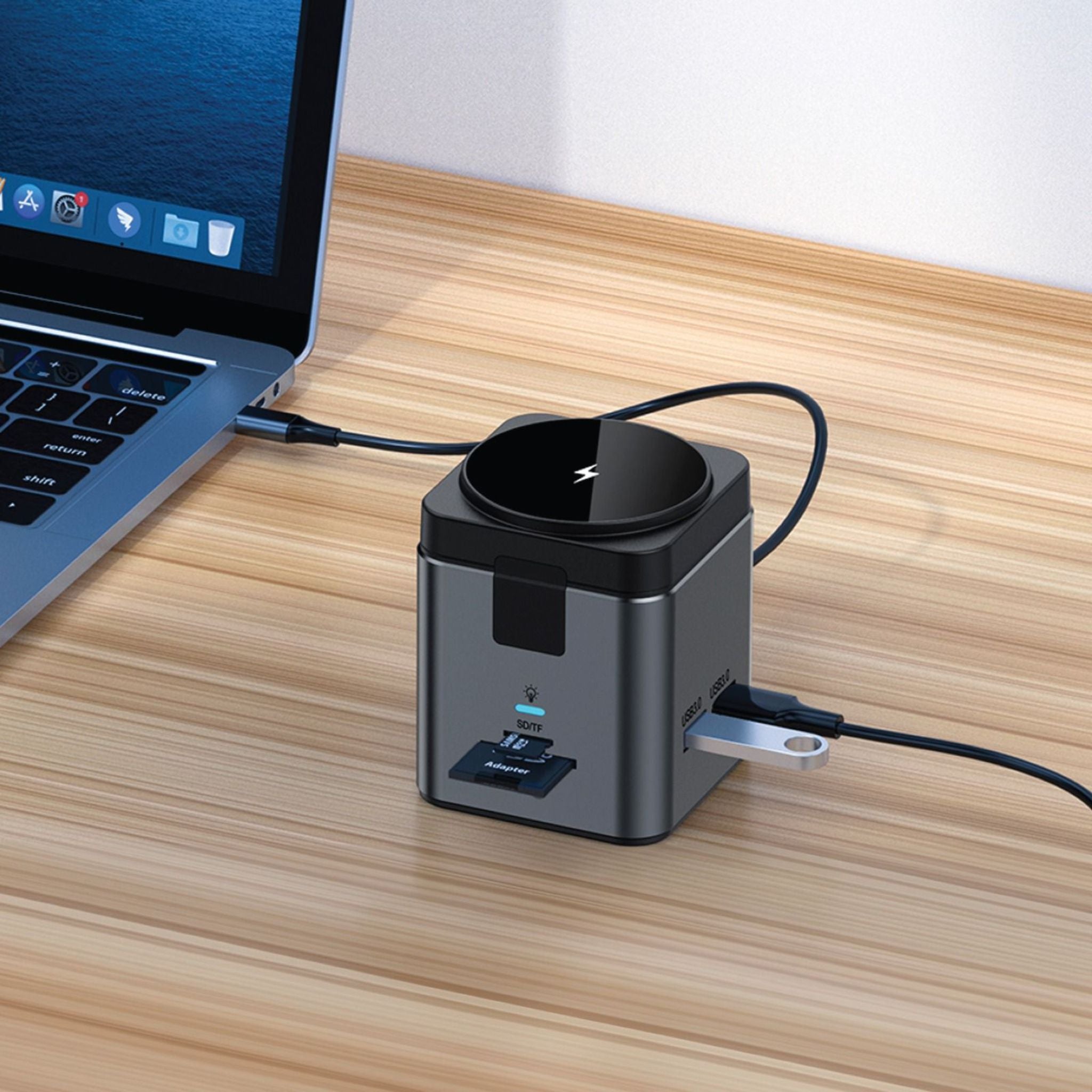 Green Lion 9-in-1 HUB Docking Station with Short Circuit Protection, 3x USB 3.0 Output Ports, Anti-backflow Design, Anti-overload Fuse, Over-heat Protection, 15W Wireless Charging, PD 100W, Type-C Input Port - Black