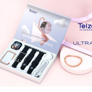 Telzeal Ultra Mini 42 mm Smart Watch and Fashion Bracelet With 3 Pair Straps Wireless Charger For Ladies and Girls - Black